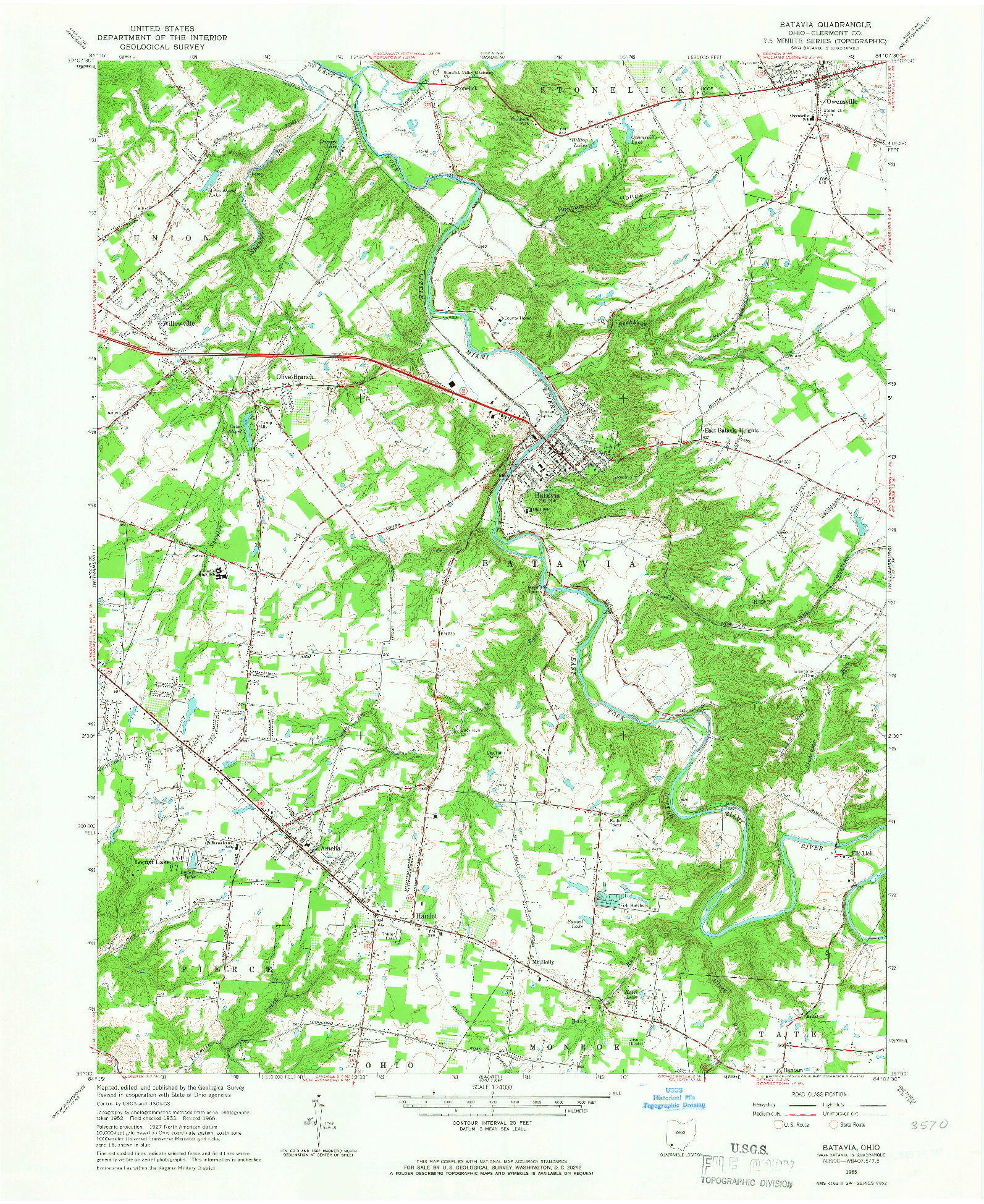 USGS 1:24000-SCALE QUADRANGLE FOR BATAVIA, OH 1965