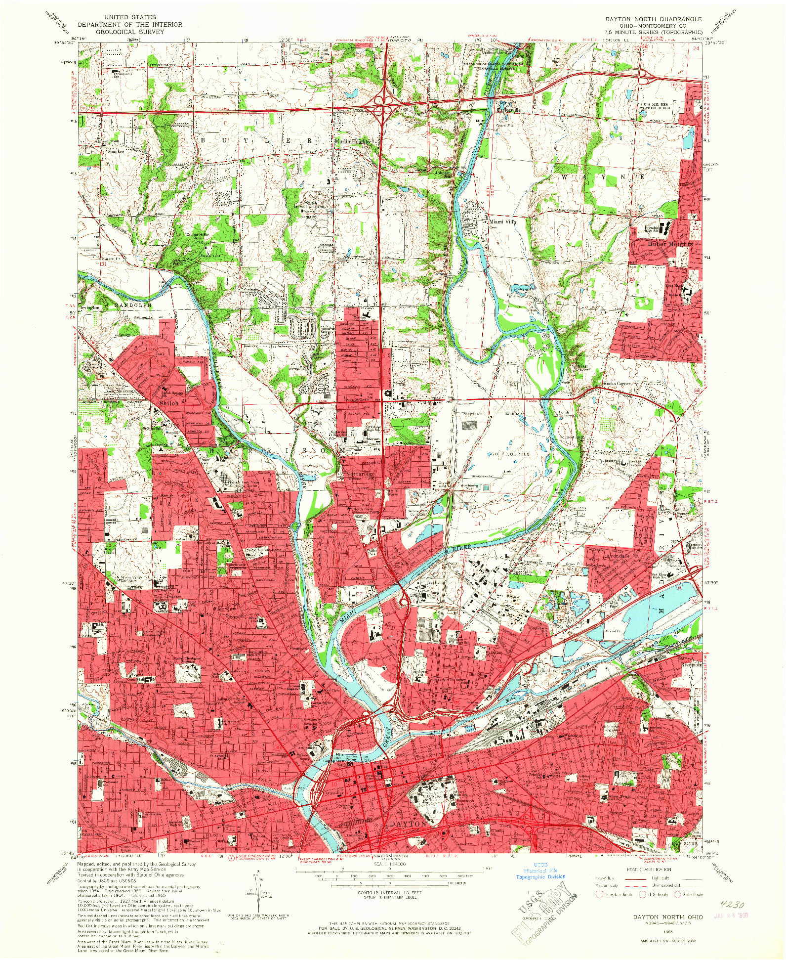 USGS 1:24000-SCALE QUADRANGLE FOR DAYTON NORTH, OH 1965