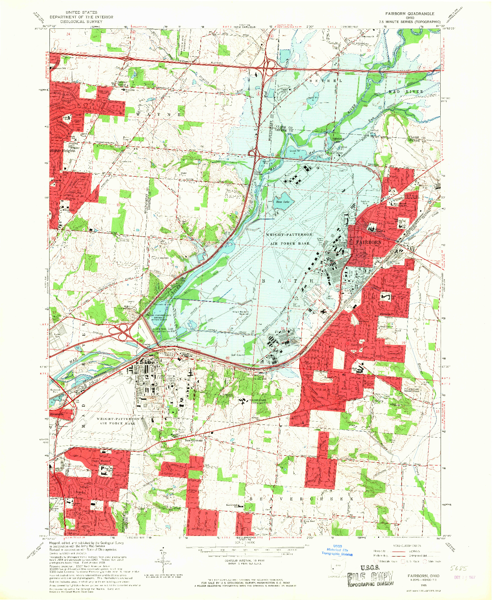 USGS 1:24000-SCALE QUADRANGLE FOR FAIRBORN, OH 1965