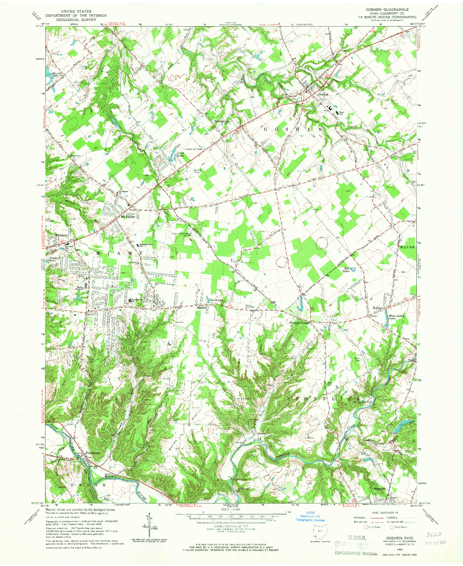 USGS 1:24000-SCALE QUADRANGLE FOR GOSHEN, OH 1965