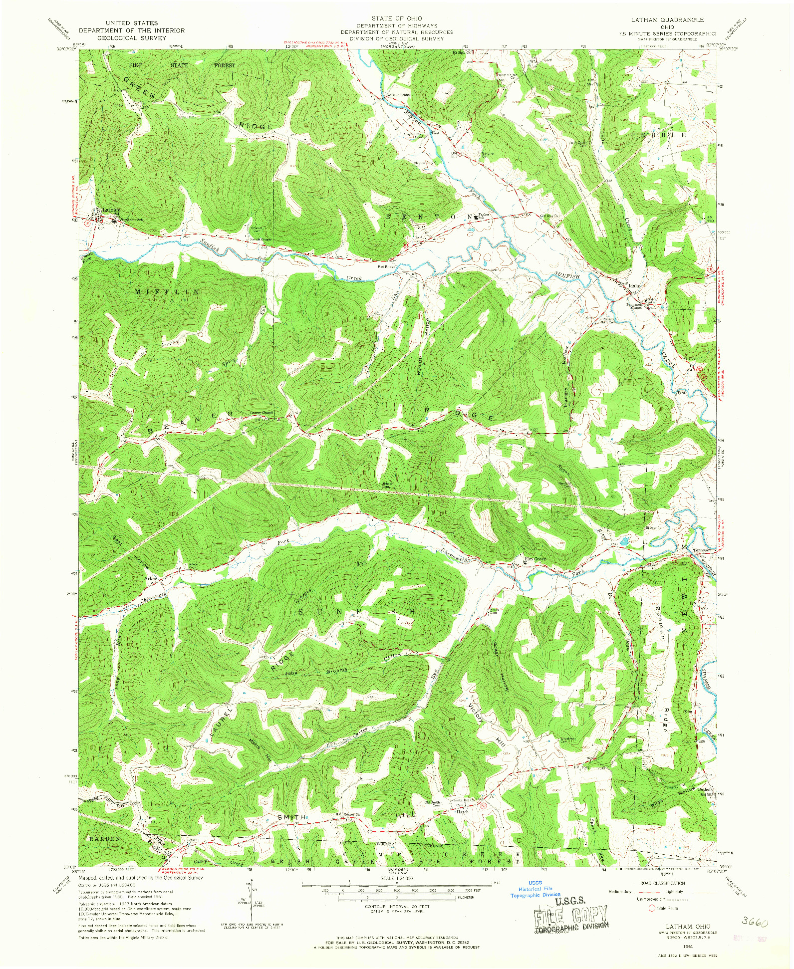 USGS 1:24000-SCALE QUADRANGLE FOR LATHAM, OH 1961