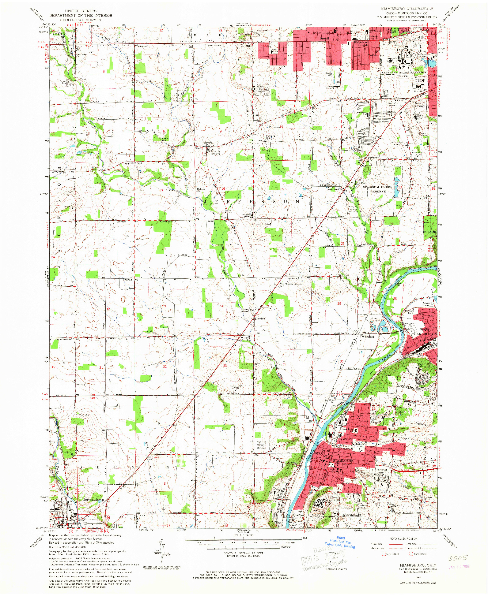 USGS 1:24000-SCALE QUADRANGLE FOR MIAMISBURG, OH 1965