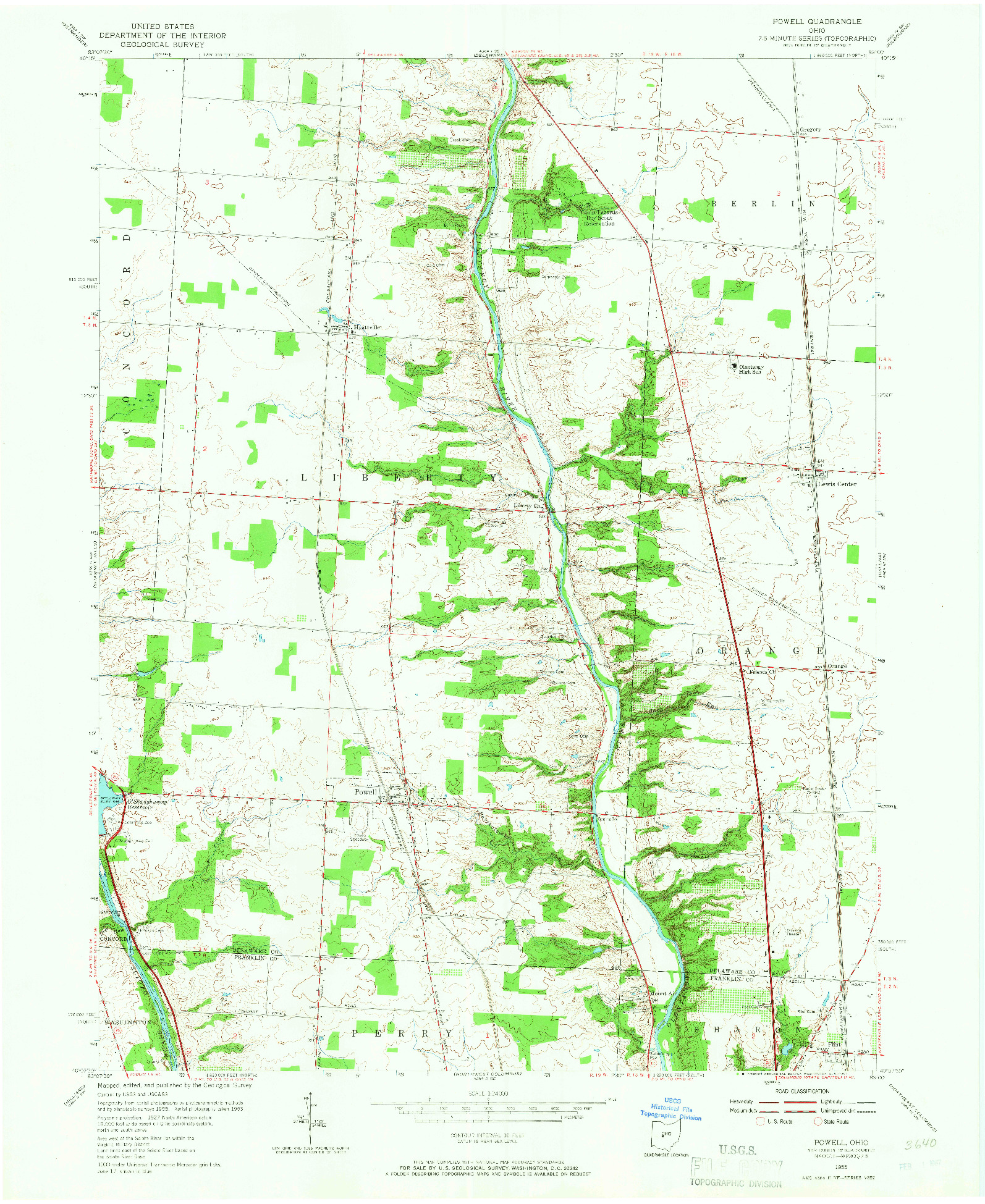 USGS 1:24000-SCALE QUADRANGLE FOR POWELL, OH 1955