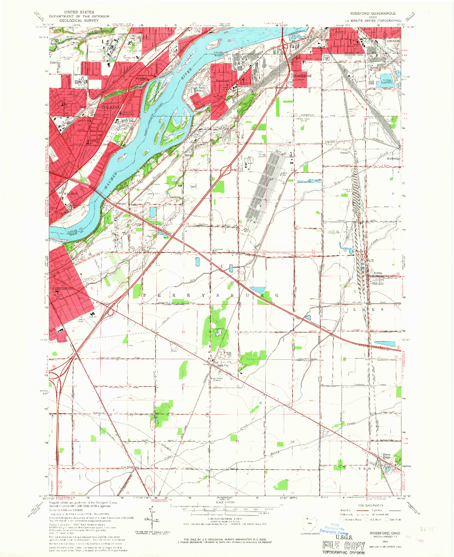 USGS 1:24000-SCALE QUADRANGLE FOR ROSSFORD, OH 1965