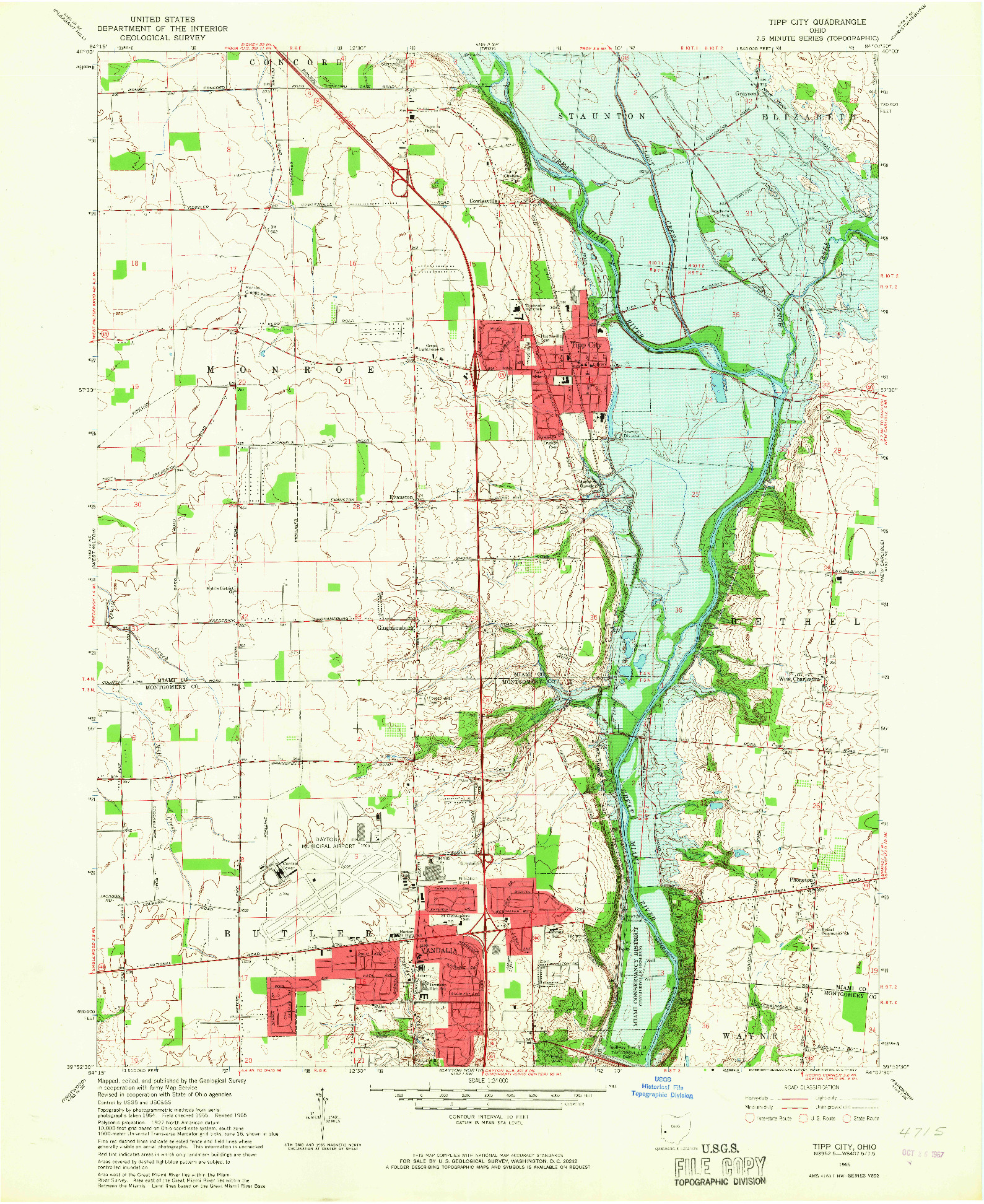 USGS 1:24000-SCALE QUADRANGLE FOR TIPP CITY, OH 1965