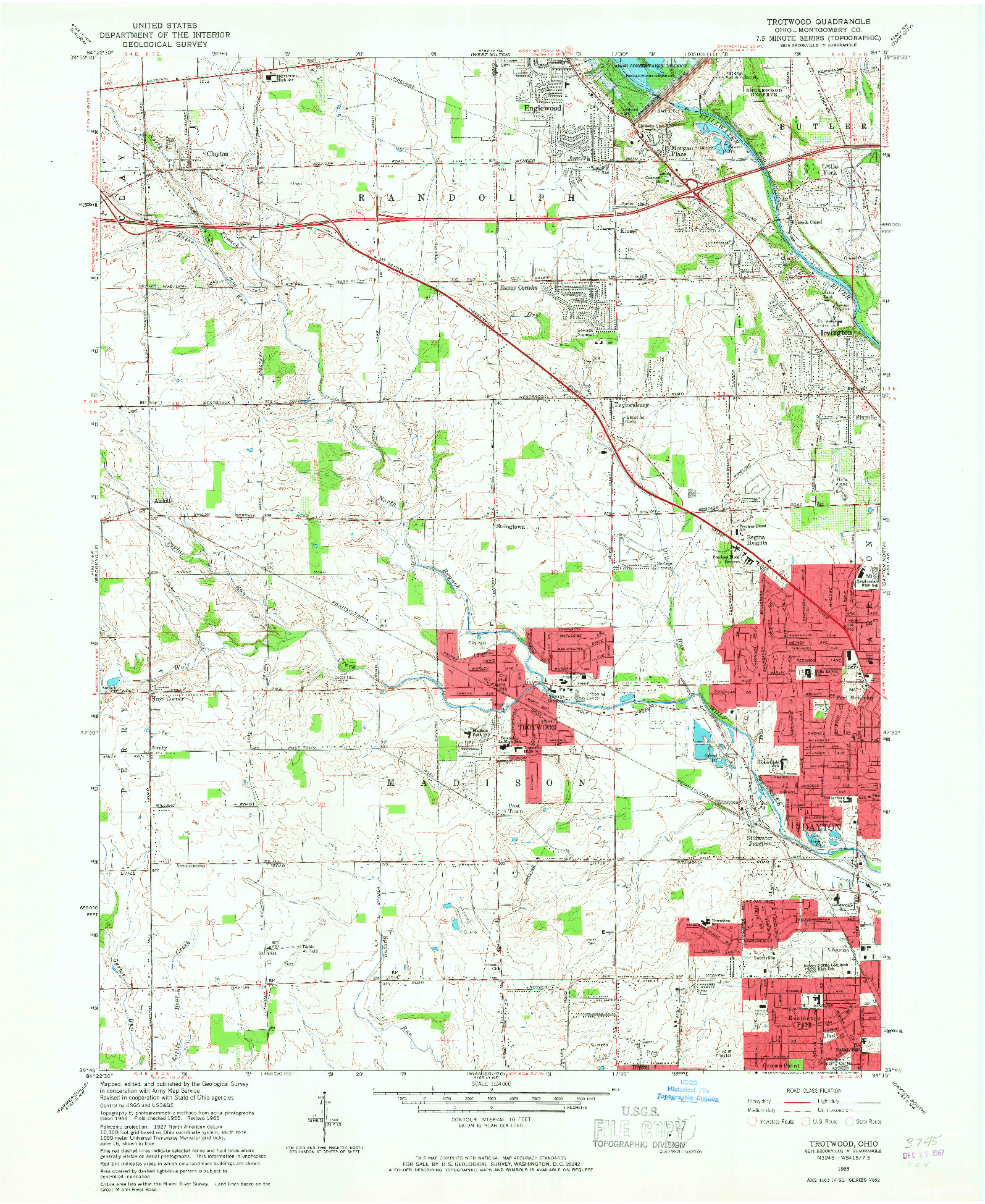 USGS 1:24000-SCALE QUADRANGLE FOR TROTWOOD, OH 1965