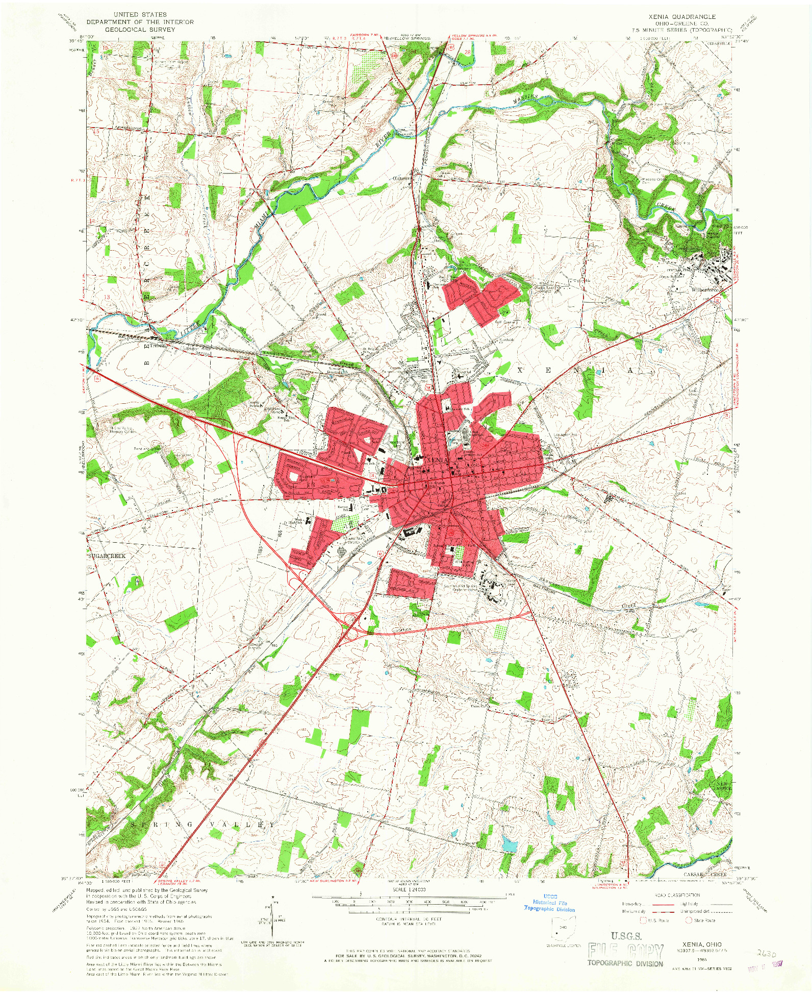 USGS 1:24000-SCALE QUADRANGLE FOR XENIA, OH 1965