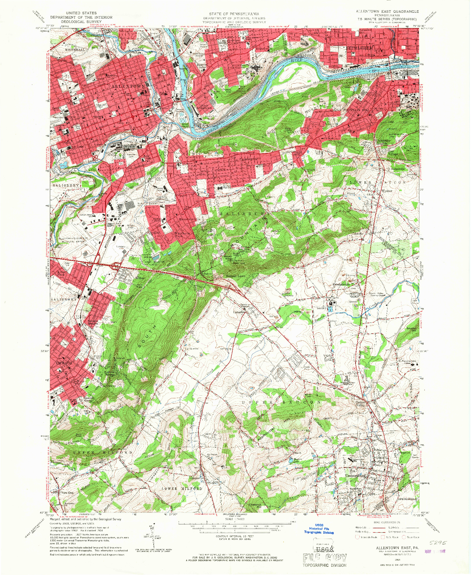 USGS 1:24000-SCALE QUADRANGLE FOR ALLENTOWN EAST, PA 1964