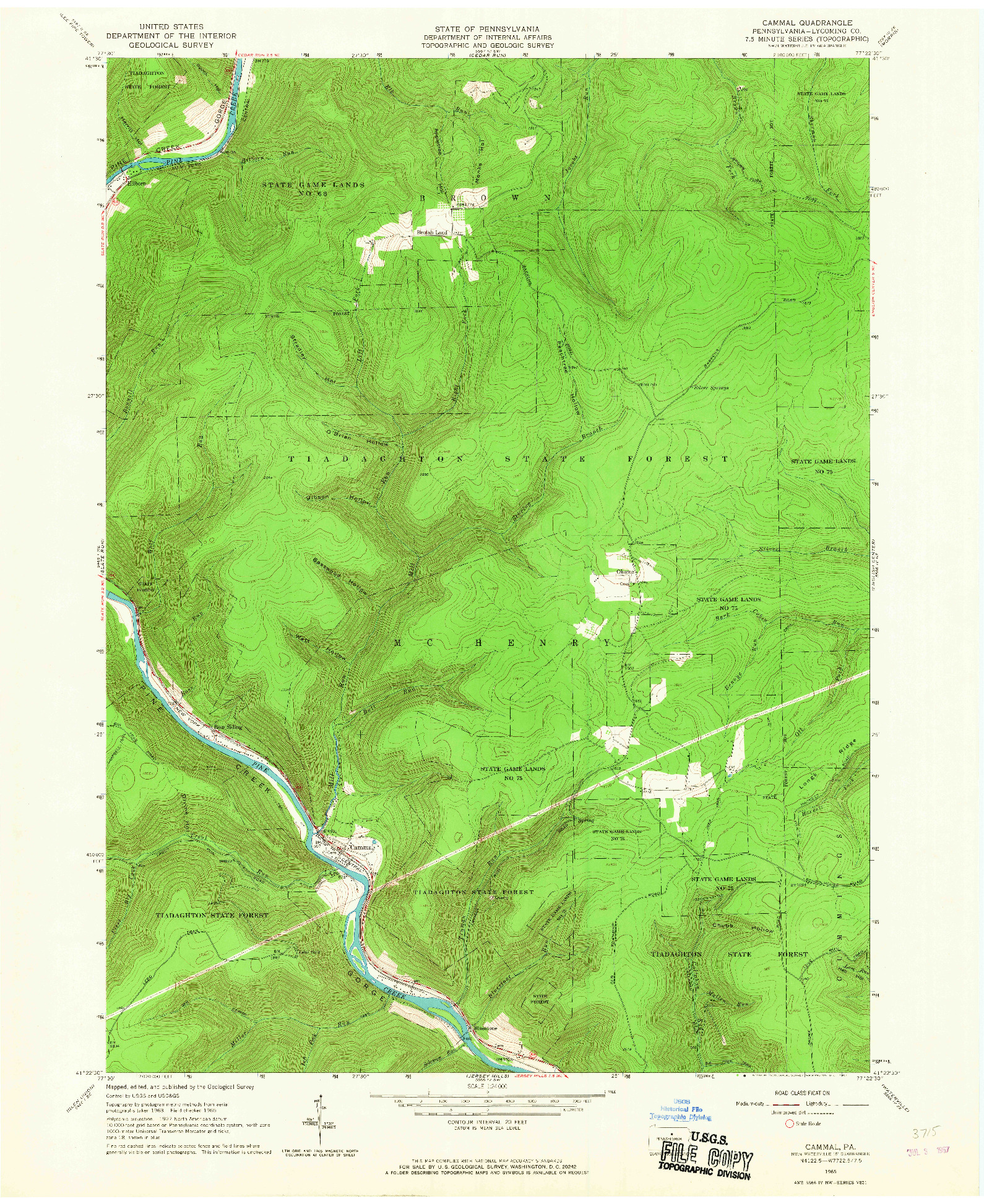 USGS 1:24000-SCALE QUADRANGLE FOR CAMMAL, PA 1965