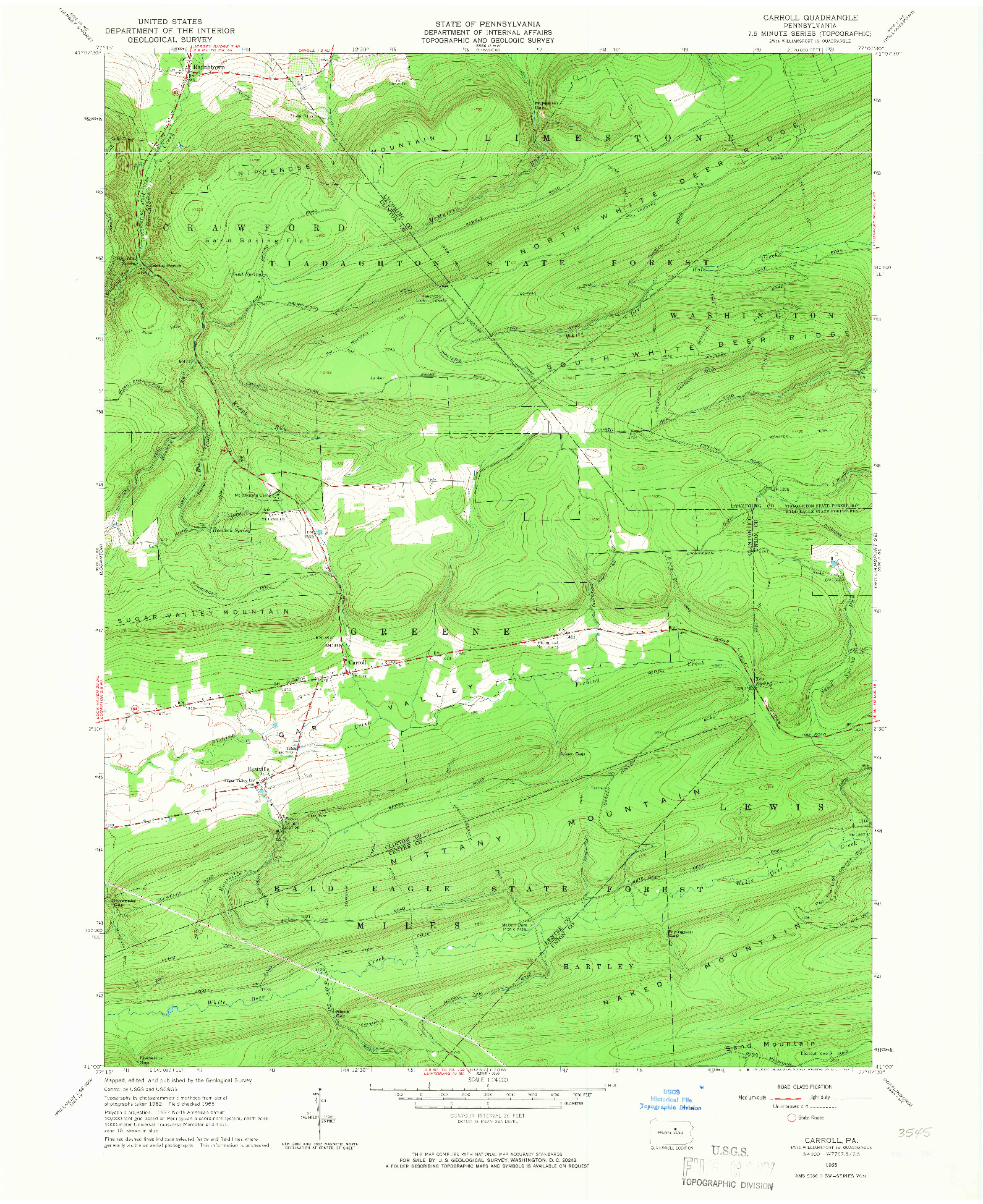 USGS 1:24000-SCALE QUADRANGLE FOR CARROLL, PA 1965