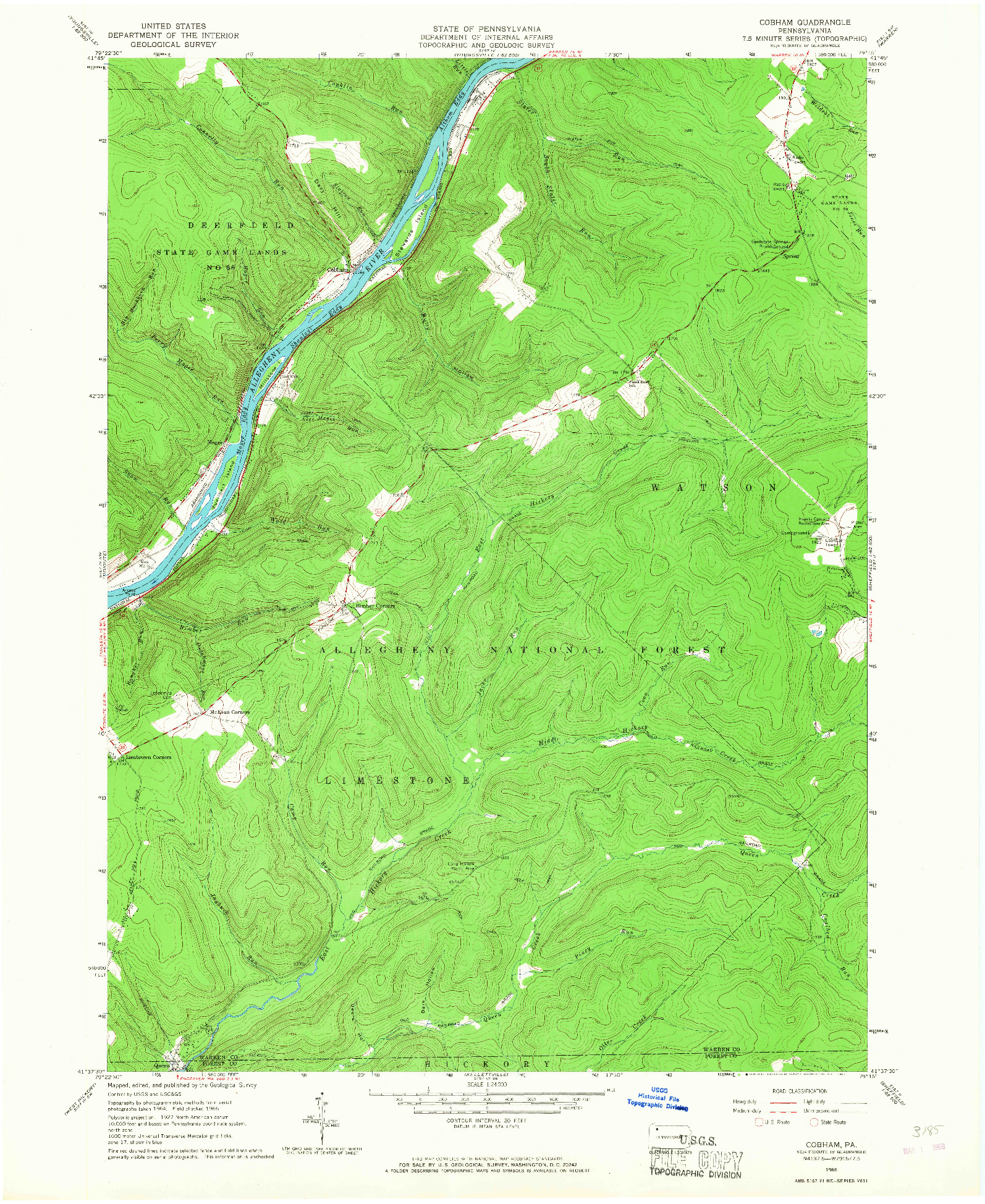USGS 1:24000-SCALE QUADRANGLE FOR COBHAM, PA 1966