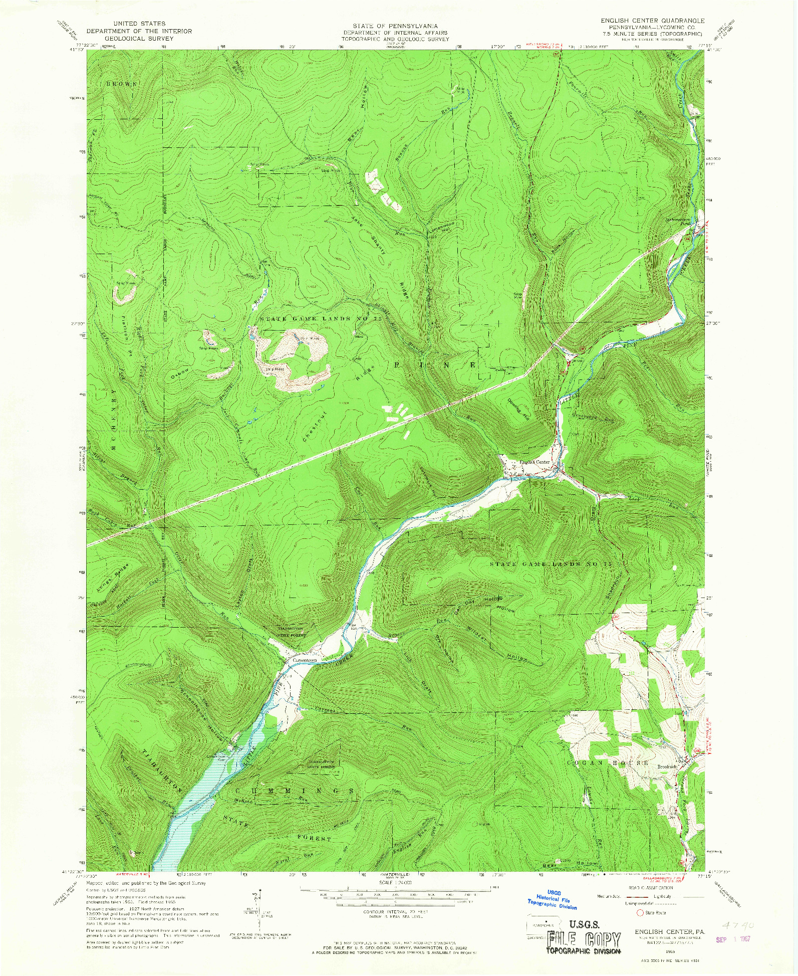 USGS 1:24000-SCALE QUADRANGLE FOR ENGLISH CENTER, PA 1965