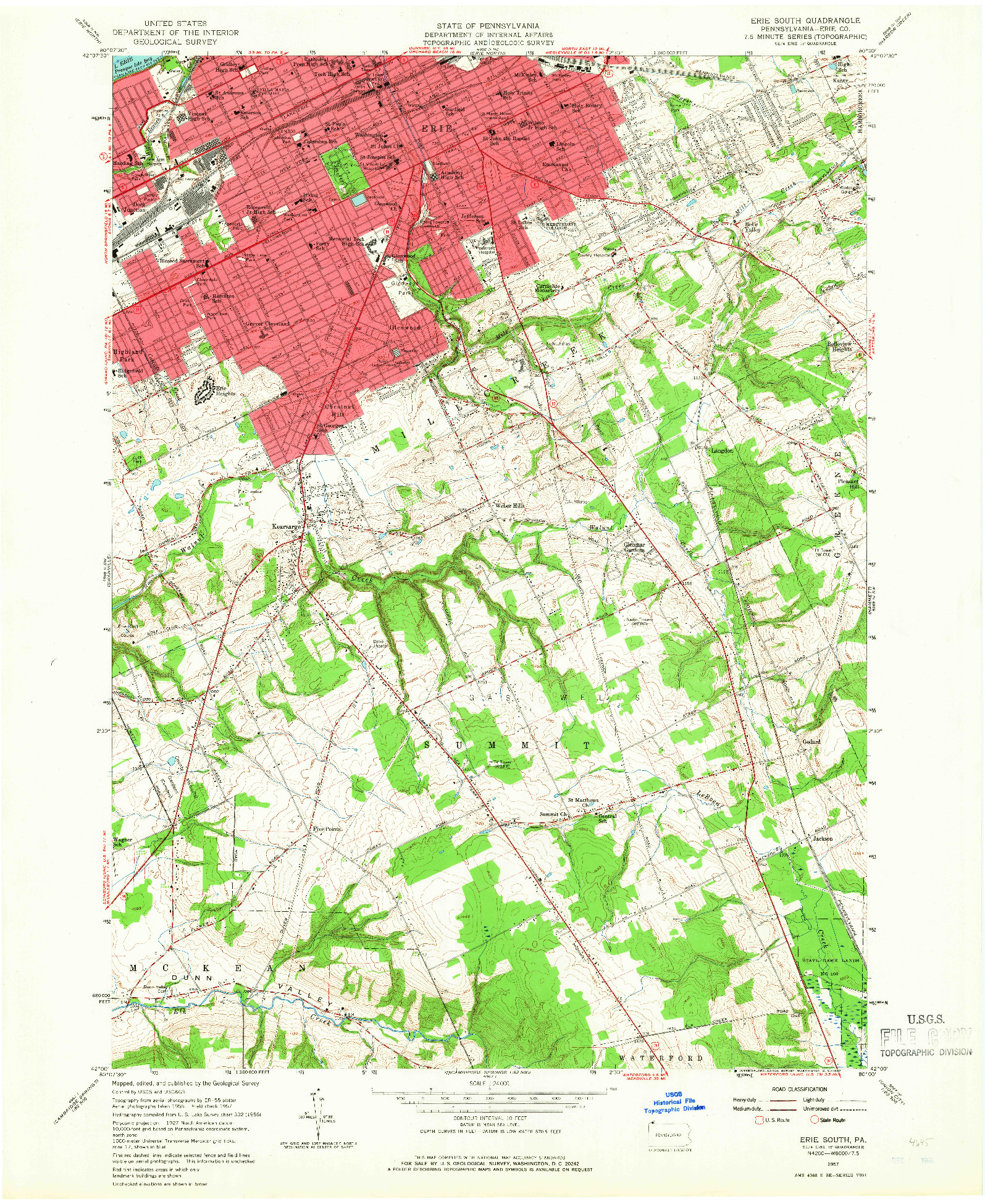 USGS 1:24000-SCALE QUADRANGLE FOR ERIE SOUTH, PA 1957