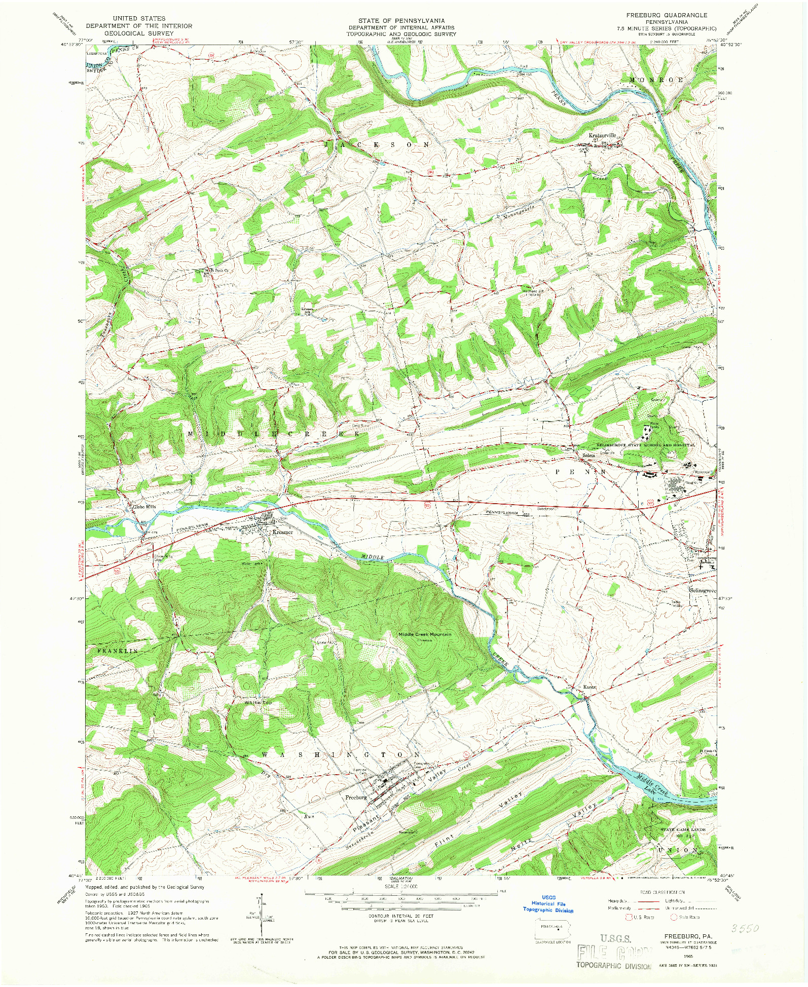 USGS 1:24000-SCALE QUADRANGLE FOR FREEBURG, PA 1965