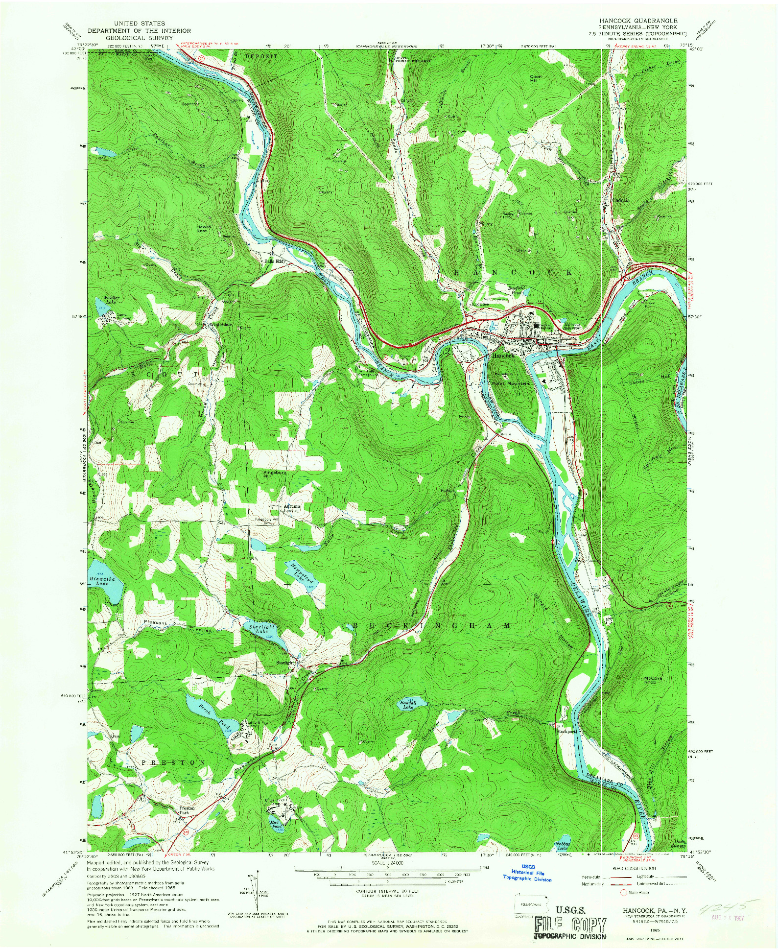 USGS 1:24000-SCALE QUADRANGLE FOR HANCOCK, PA 1965