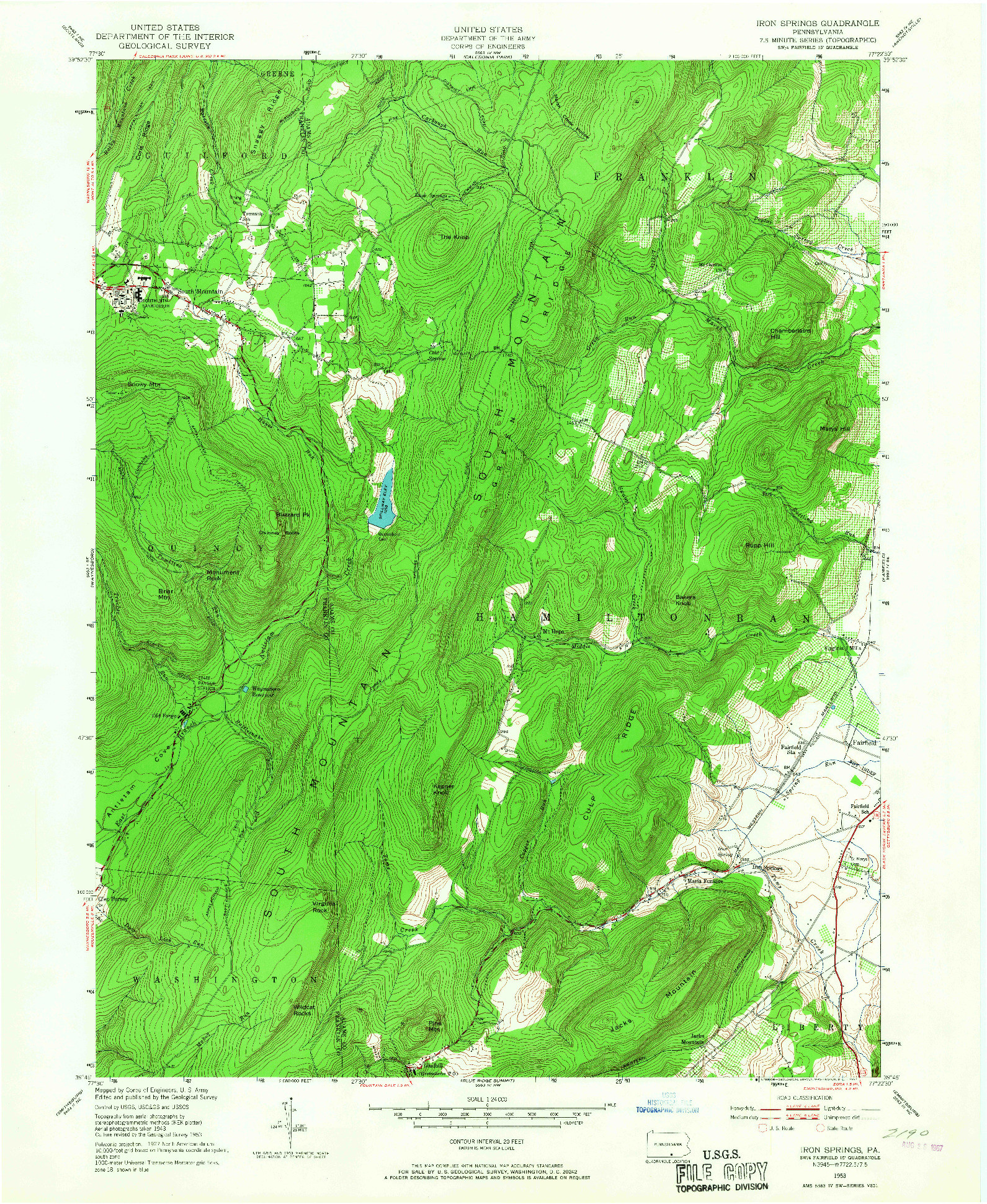 USGS 1:24000-SCALE QUADRANGLE FOR IRON SPRINGS, PA 1953