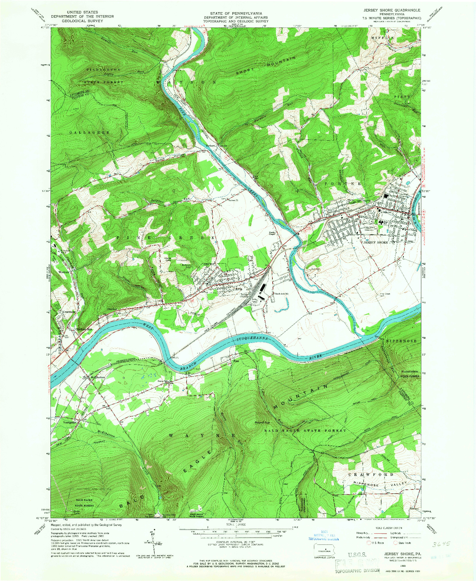 USGS 1:24000-SCALE QUADRANGLE FOR JERSEY SHORE, PA 1965