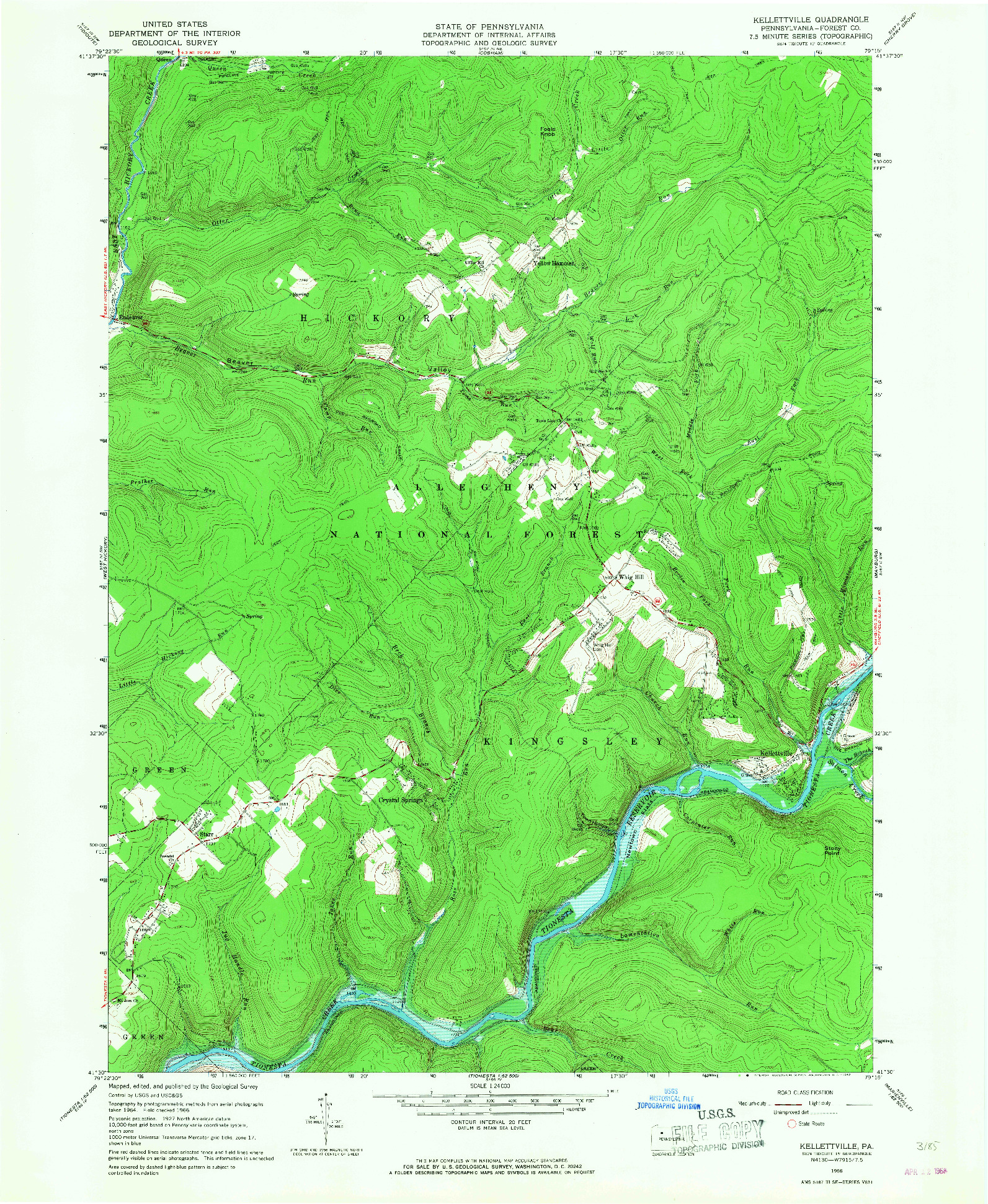 USGS 1:24000-SCALE QUADRANGLE FOR KELLETTEVILLE, PA 1966