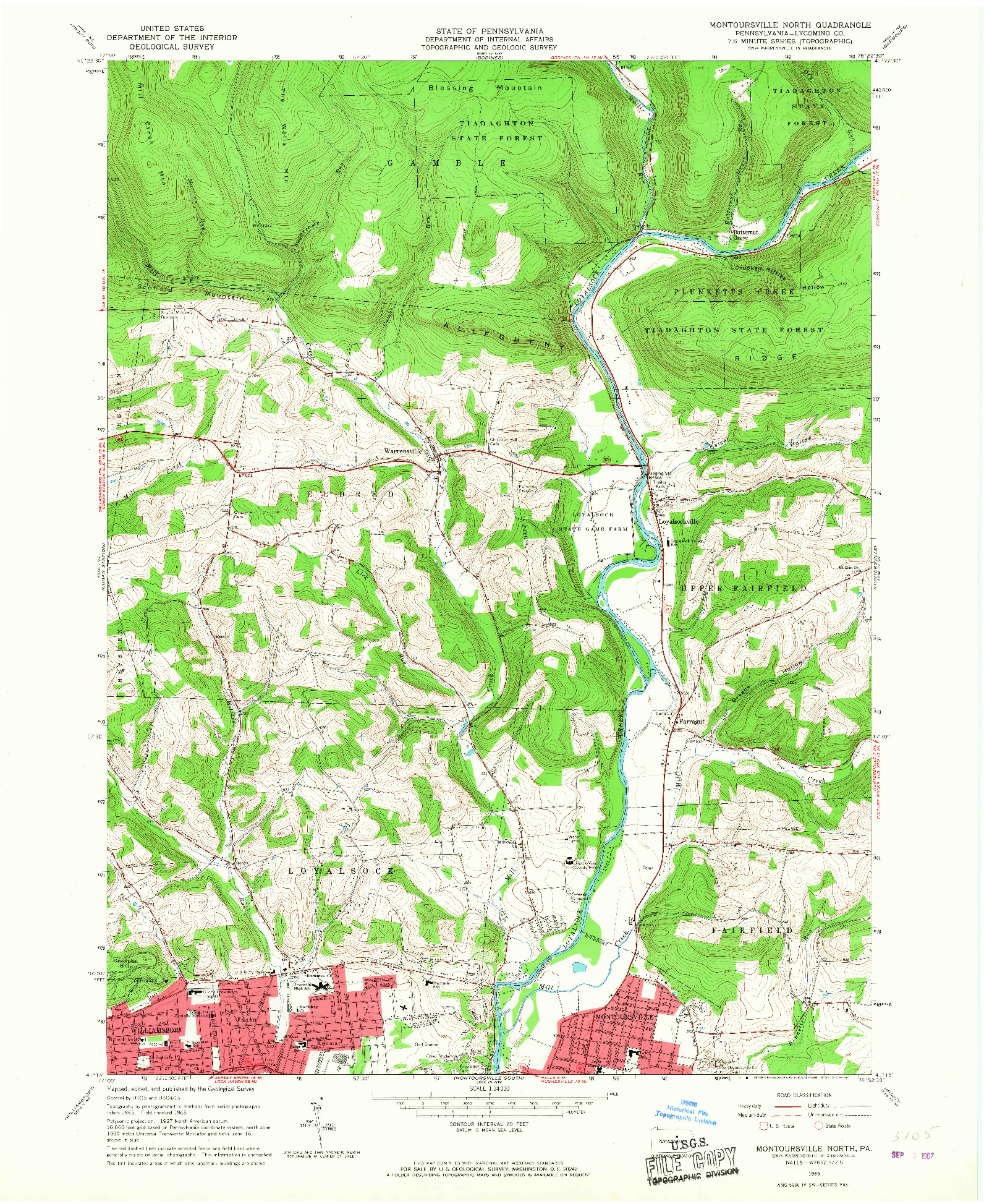 USGS 1:24000-SCALE QUADRANGLE FOR MONTOURSVILLE NORTH, PA 1965