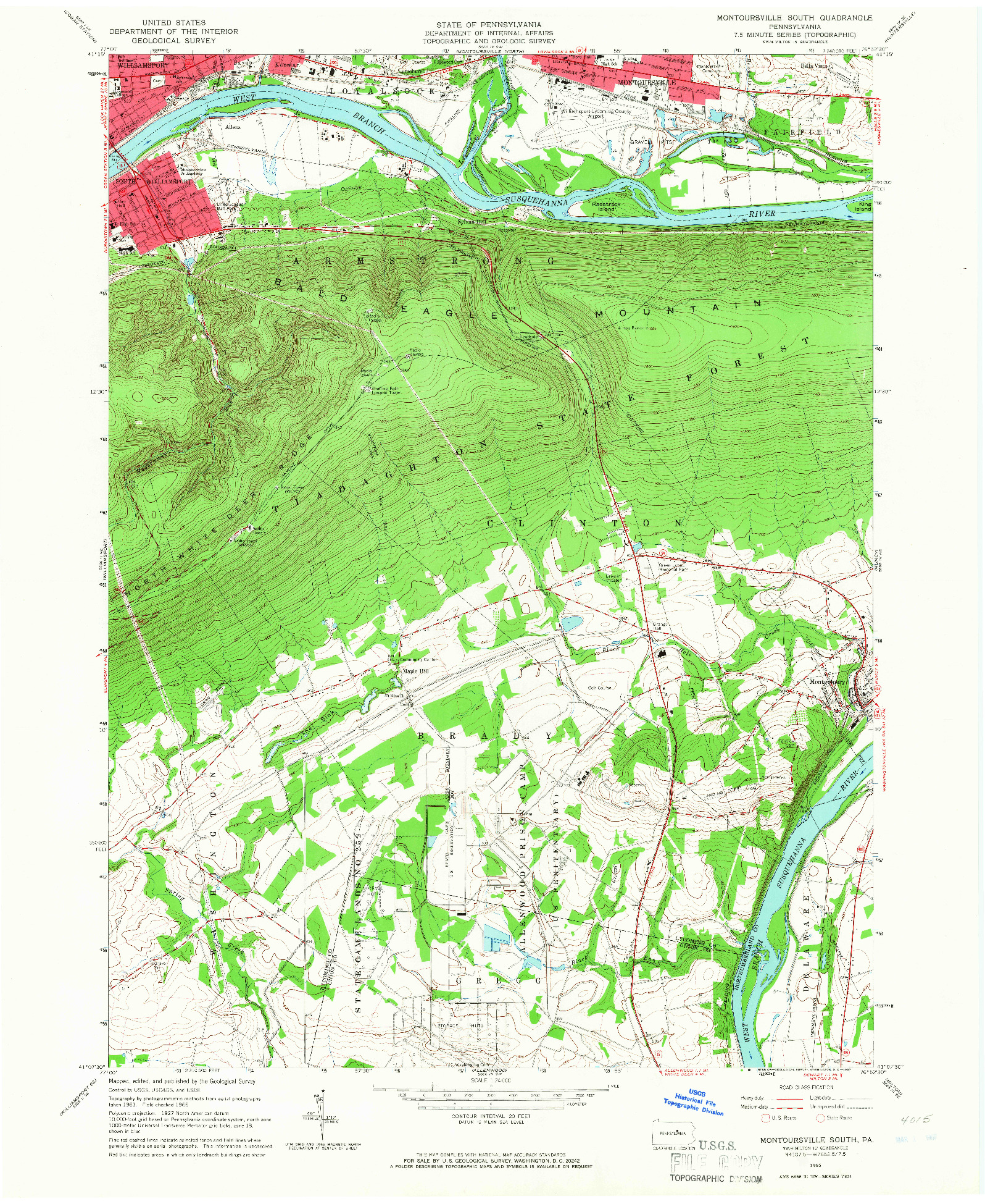 USGS 1:24000-SCALE QUADRANGLE FOR MONTOURSVILLE SOUTH, PA 1965
