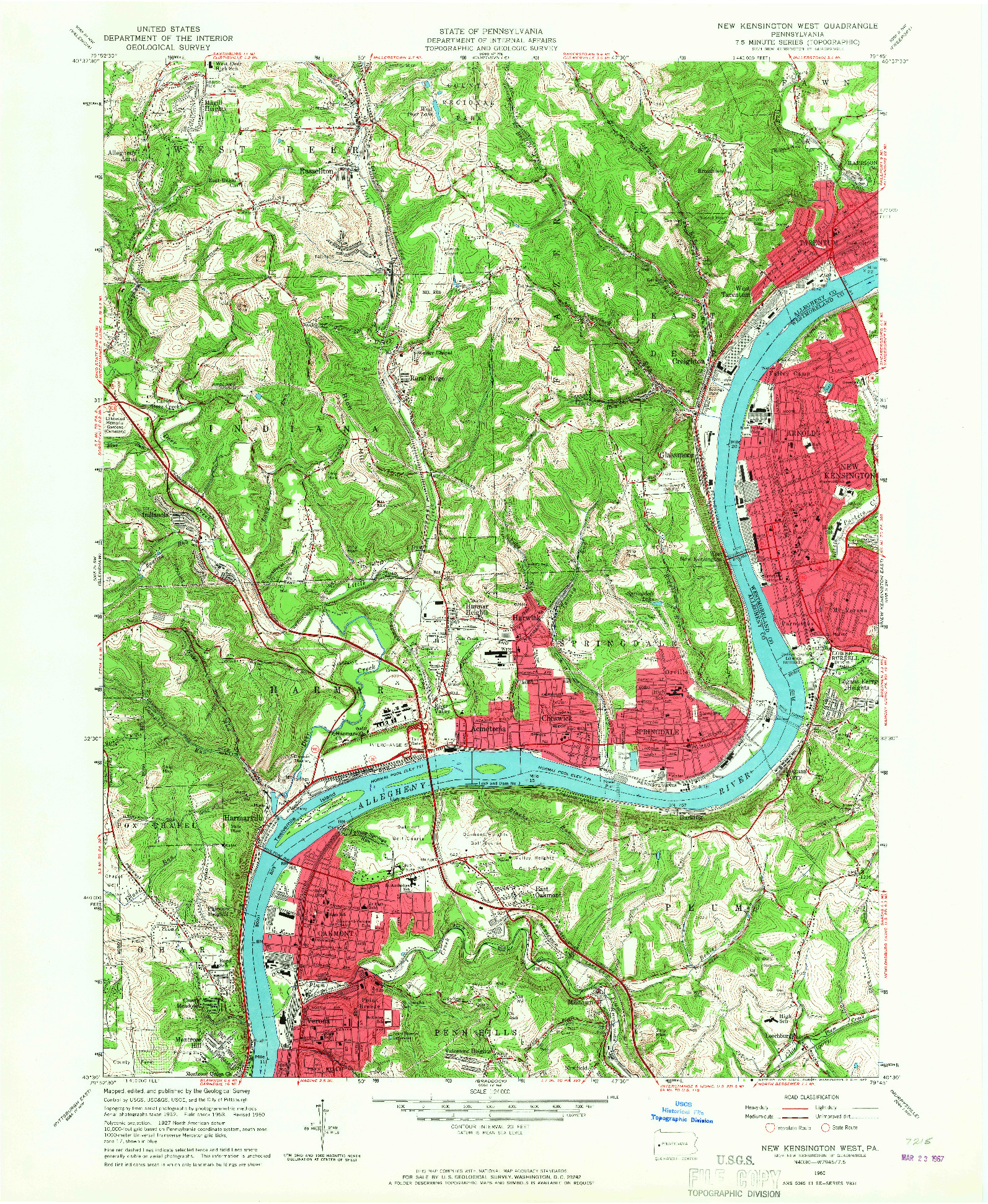 USGS 1:24000-SCALE QUADRANGLE FOR NEW KENSINGTON WEST, PA 1960