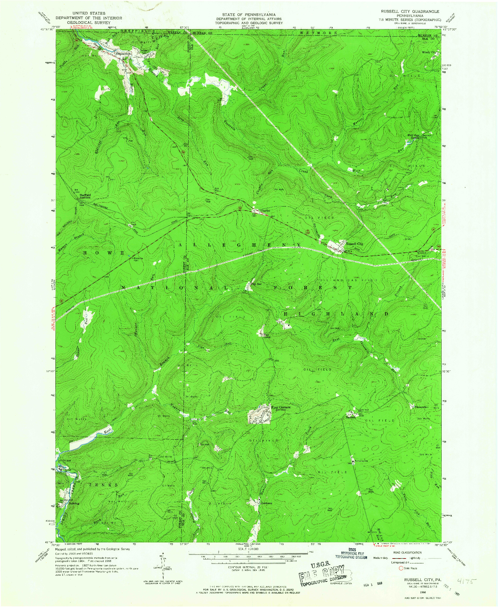 USGS 1:24000-SCALE QUADRANGLE FOR RUSSELL CITY, PA 1966