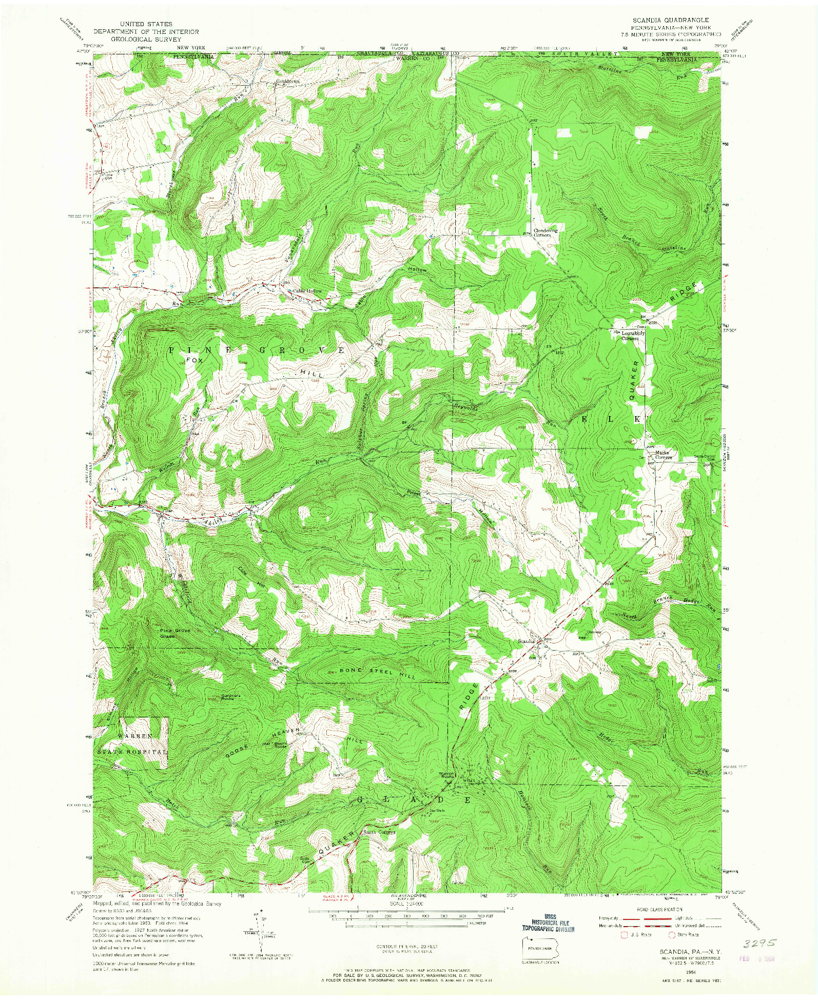 USGS 1:24000-SCALE QUADRANGLE FOR SCANDIA, PA 1954