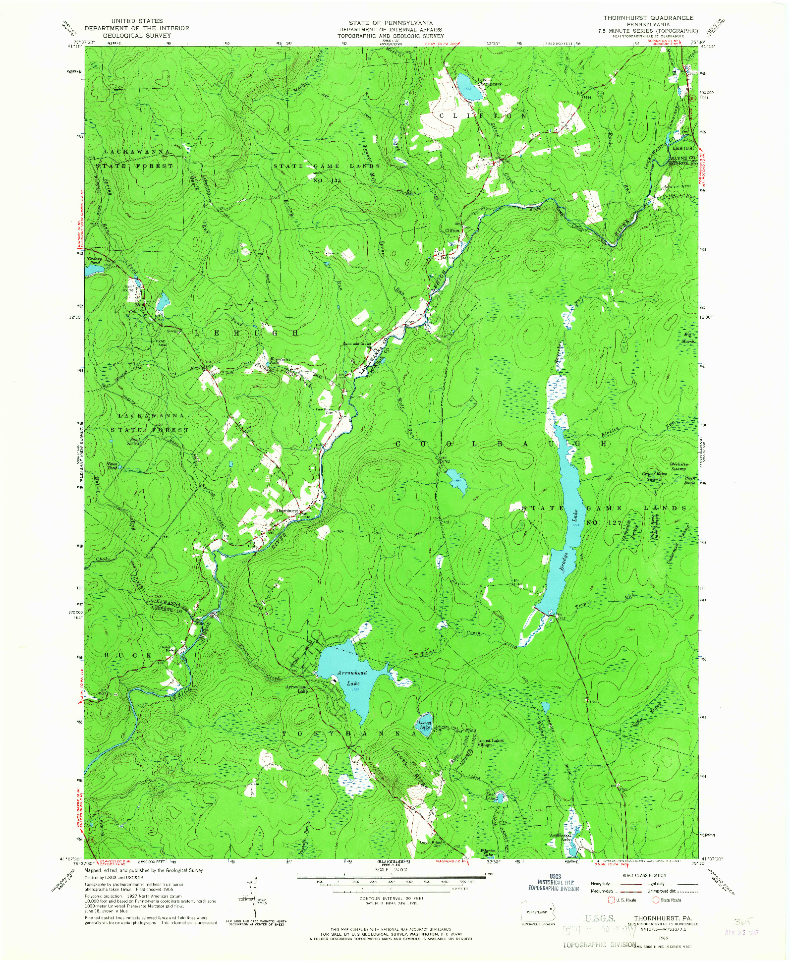 USGS 1:24000-SCALE QUADRANGLE FOR THORNHURST, PA 1965