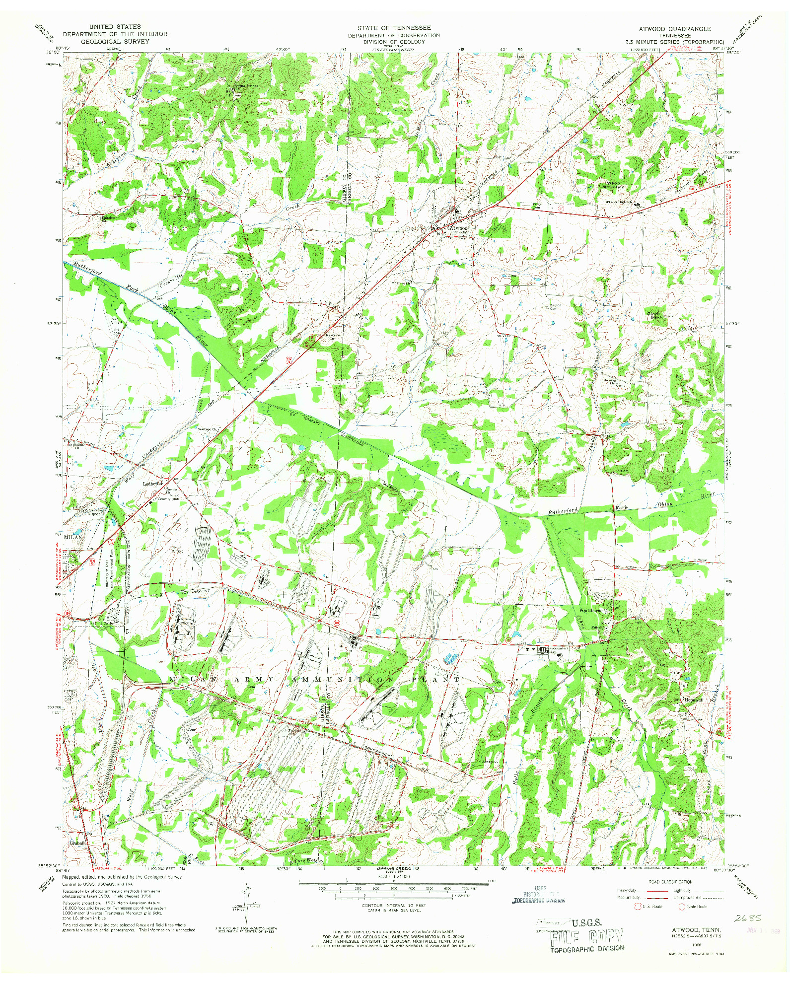 USGS 1:24000-SCALE QUADRANGLE FOR ATWOOD, TN 1966