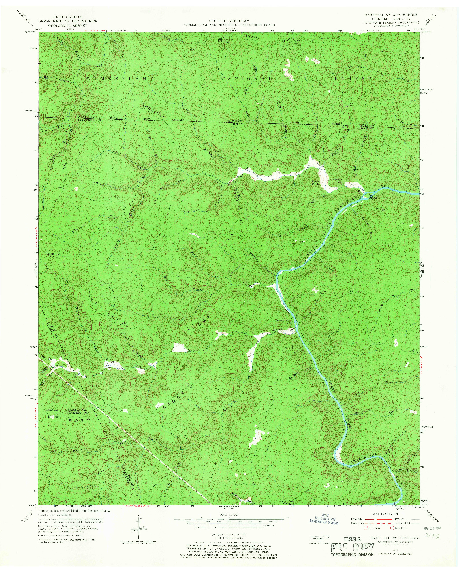 USGS 1:24000-SCALE QUADRANGLE FOR BARTHELL SW, TN 1955