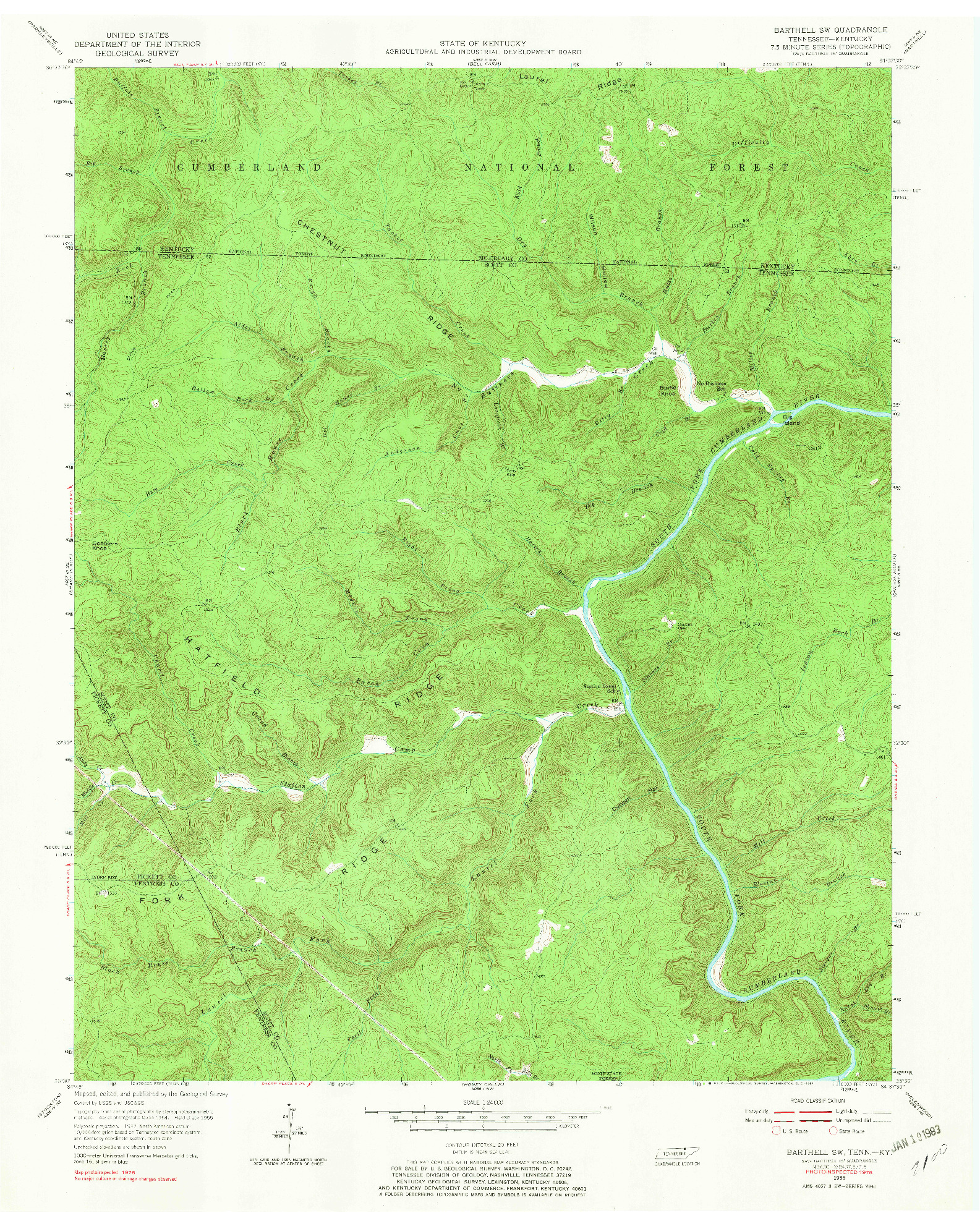 USGS 1:24000-SCALE QUADRANGLE FOR BARTHELL SW, TN 1955