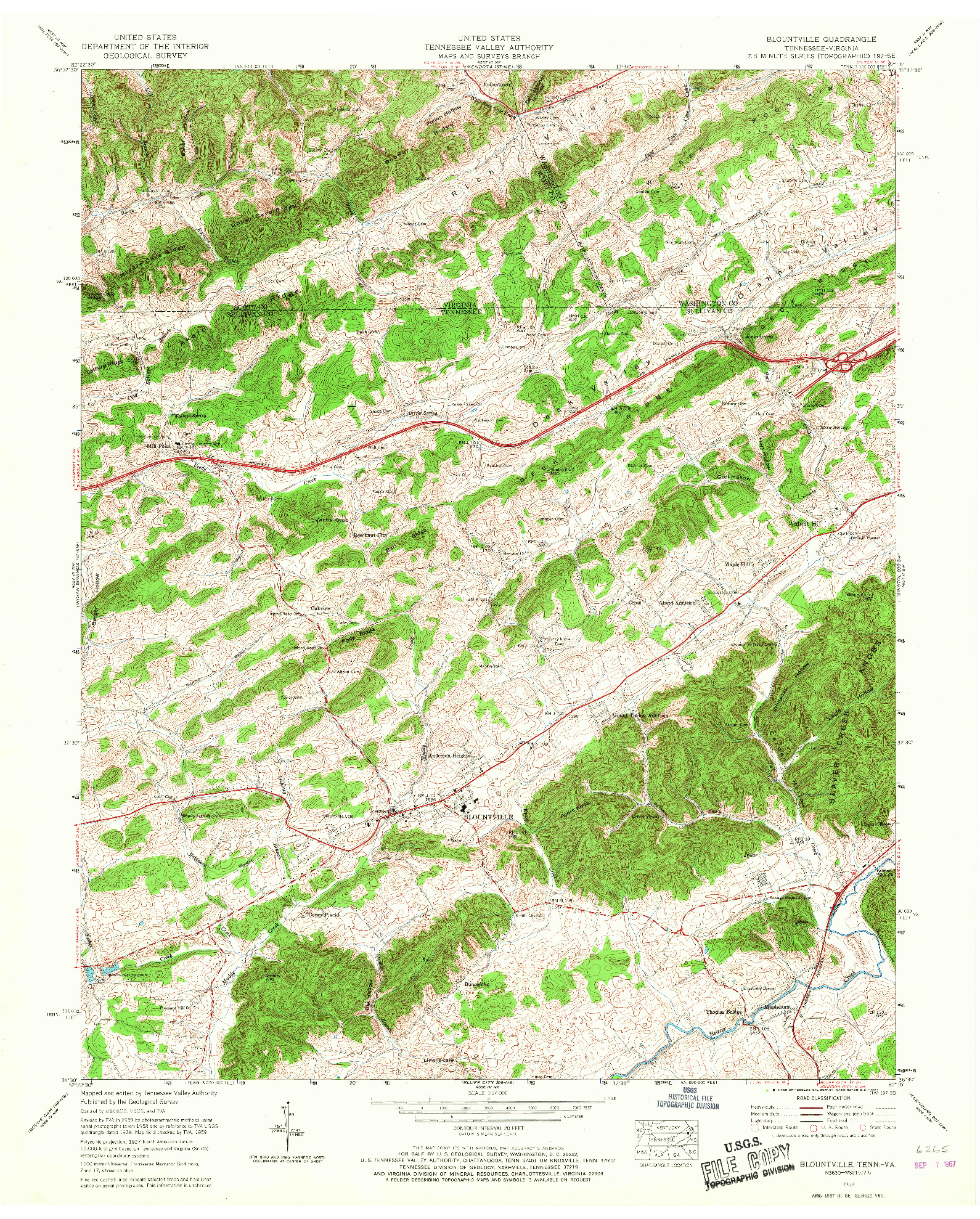 USGS 1:24000-SCALE QUADRANGLE FOR BLOUNTVILLE, TN 1959