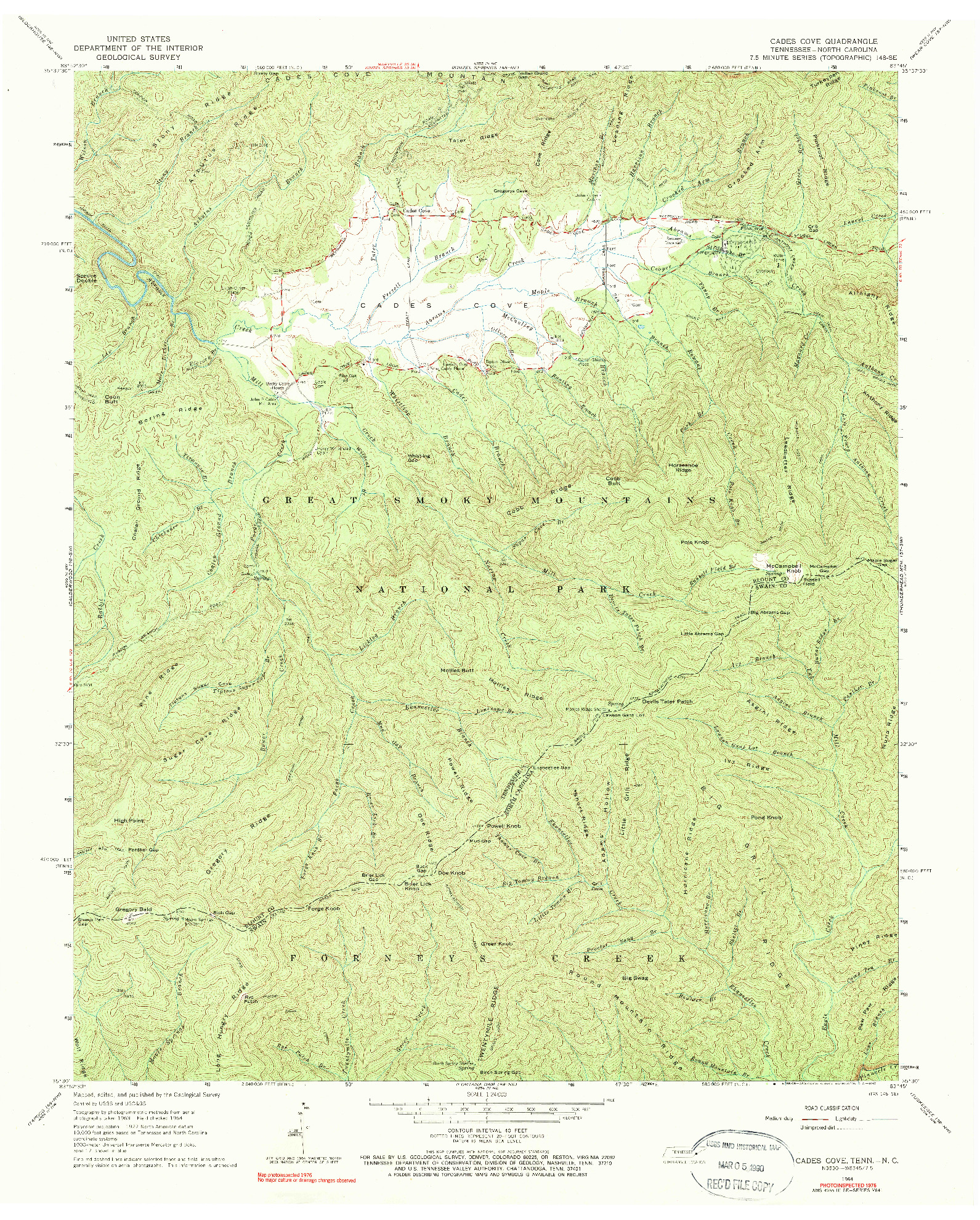 USGS 1:24000-SCALE QUADRANGLE FOR CADES COVE, TN 1964