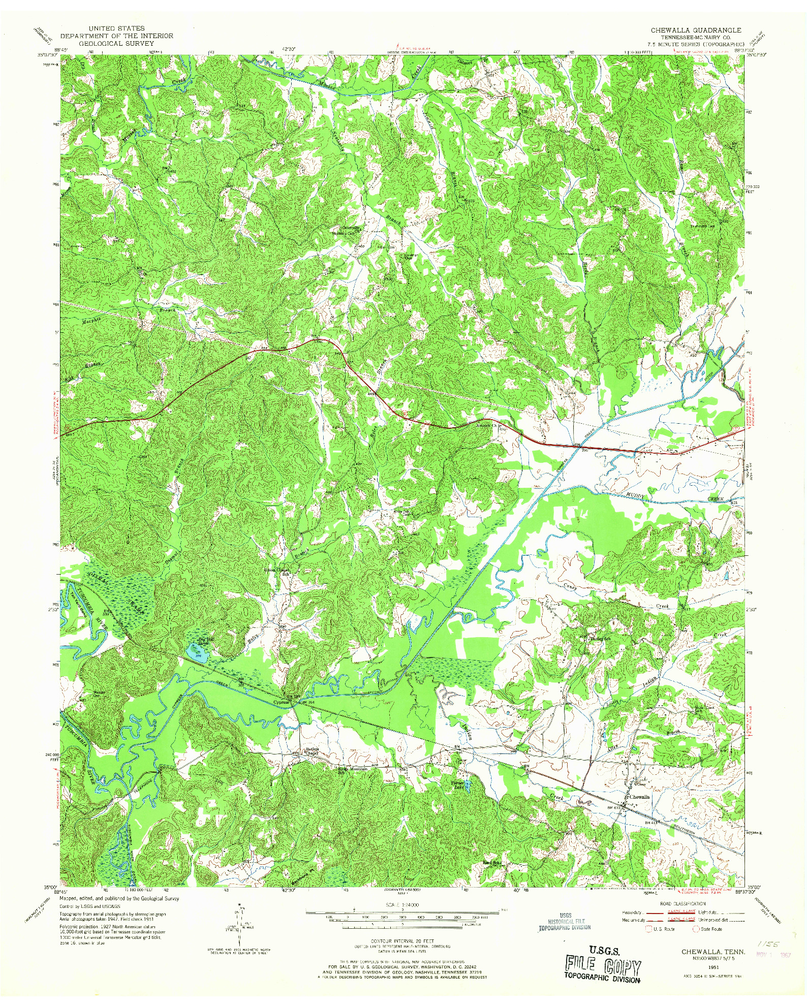 USGS 1:24000-SCALE QUADRANGLE FOR CHEWALLA, TN 1951