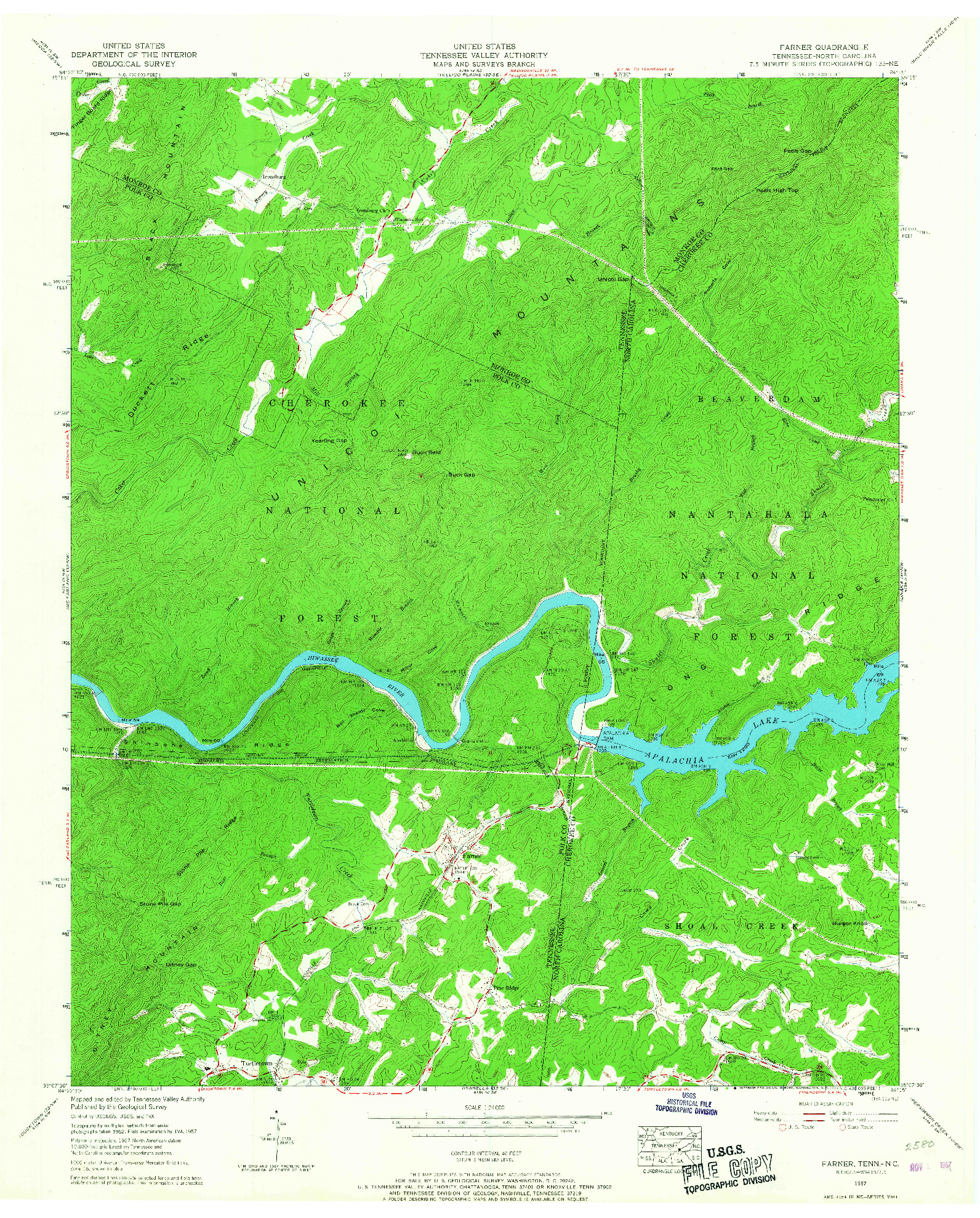 USGS 1:24000-SCALE QUADRANGLE FOR FARNER, TN 1957
