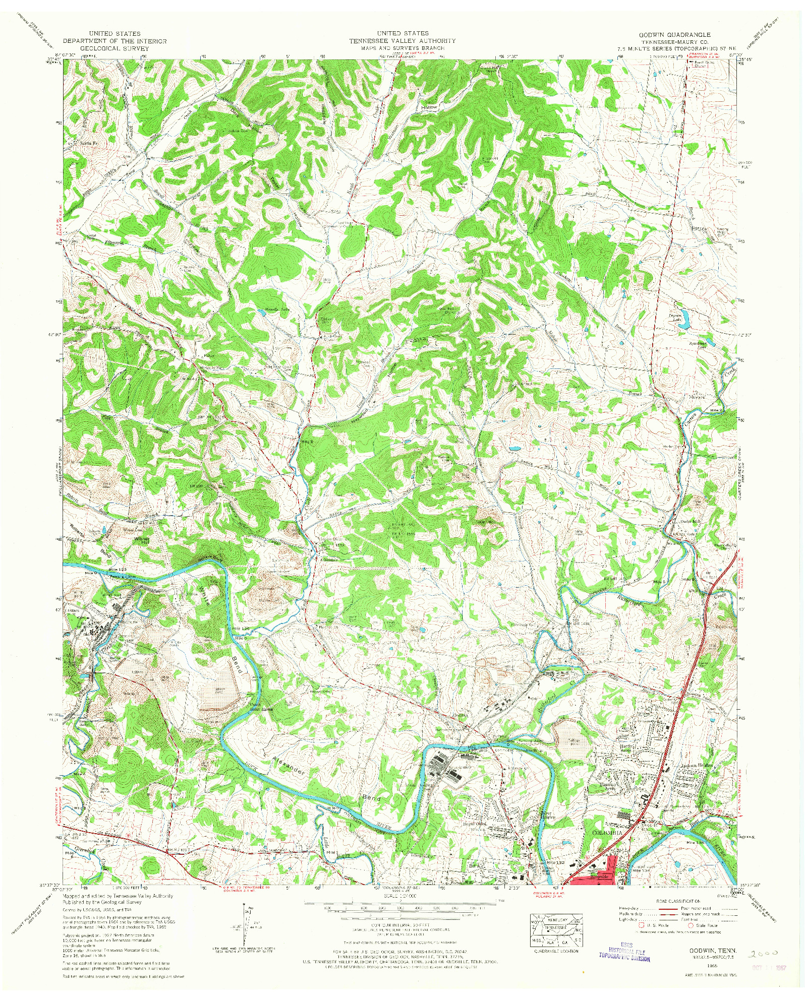 USGS 1:24000-SCALE QUADRANGLE FOR GODWIN, TN 1965