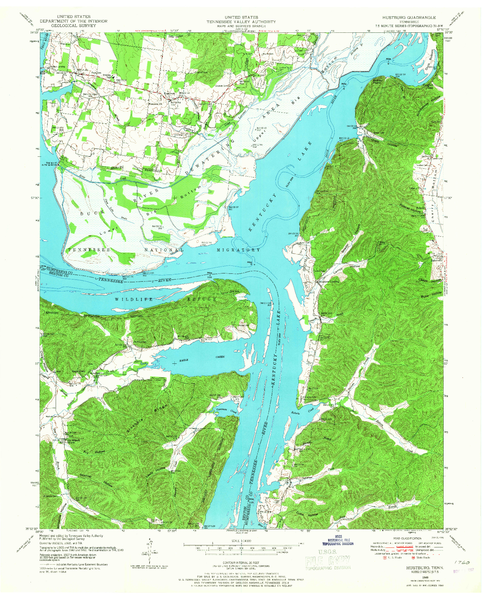 USGS 1:24000-SCALE QUADRANGLE FOR HUSTBURG, TN 1949