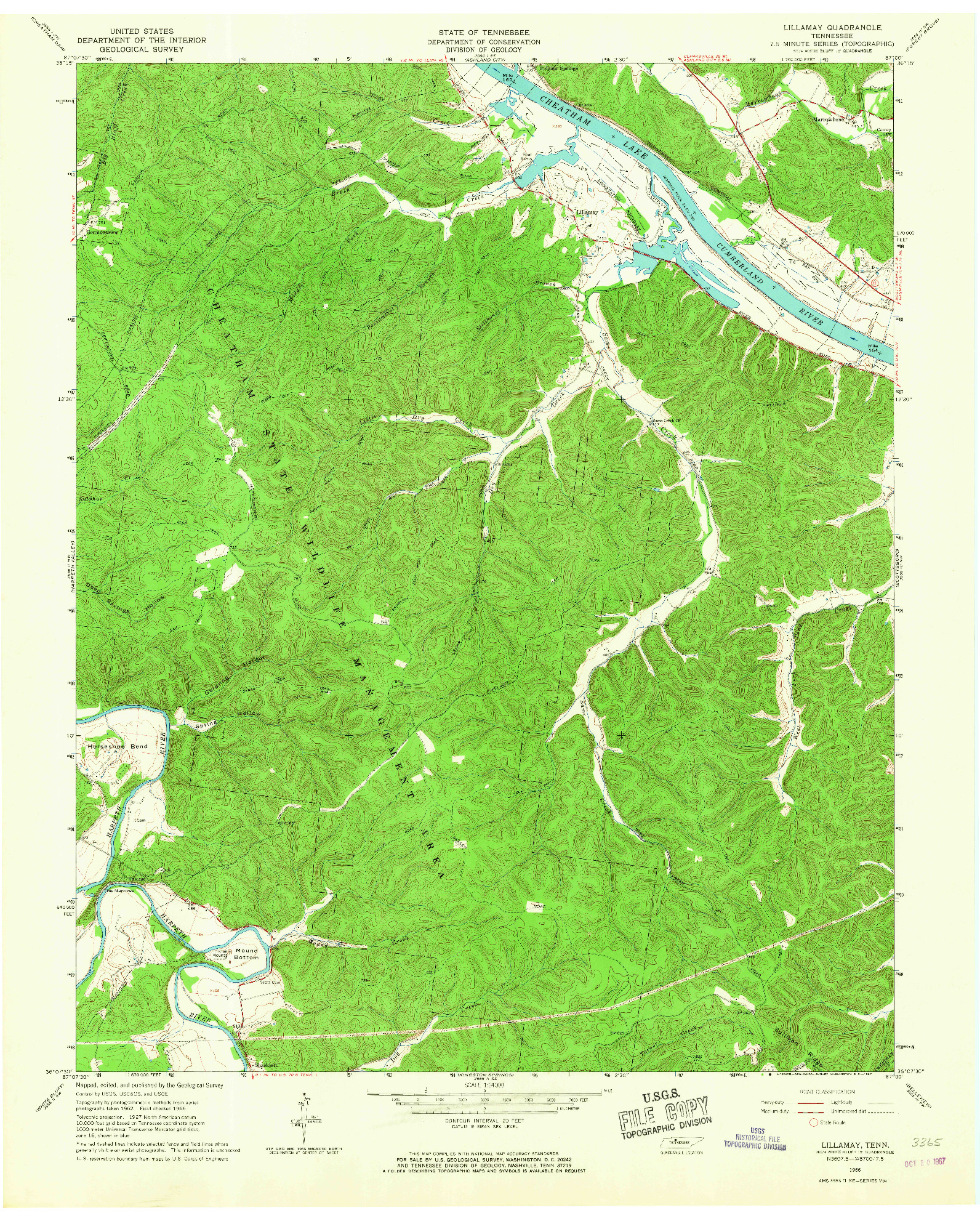 USGS 1:24000-SCALE QUADRANGLE FOR LILLAMAY, TN 1966