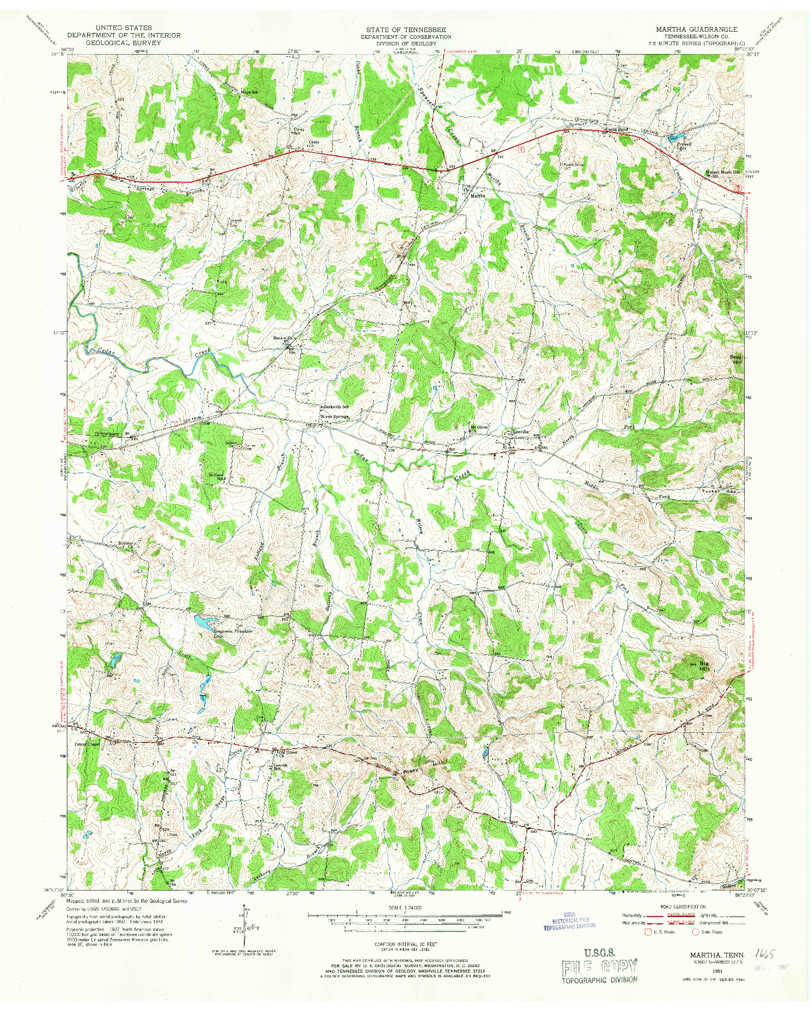 USGS 1:24000-SCALE QUADRANGLE FOR MARTHA, TN 1951