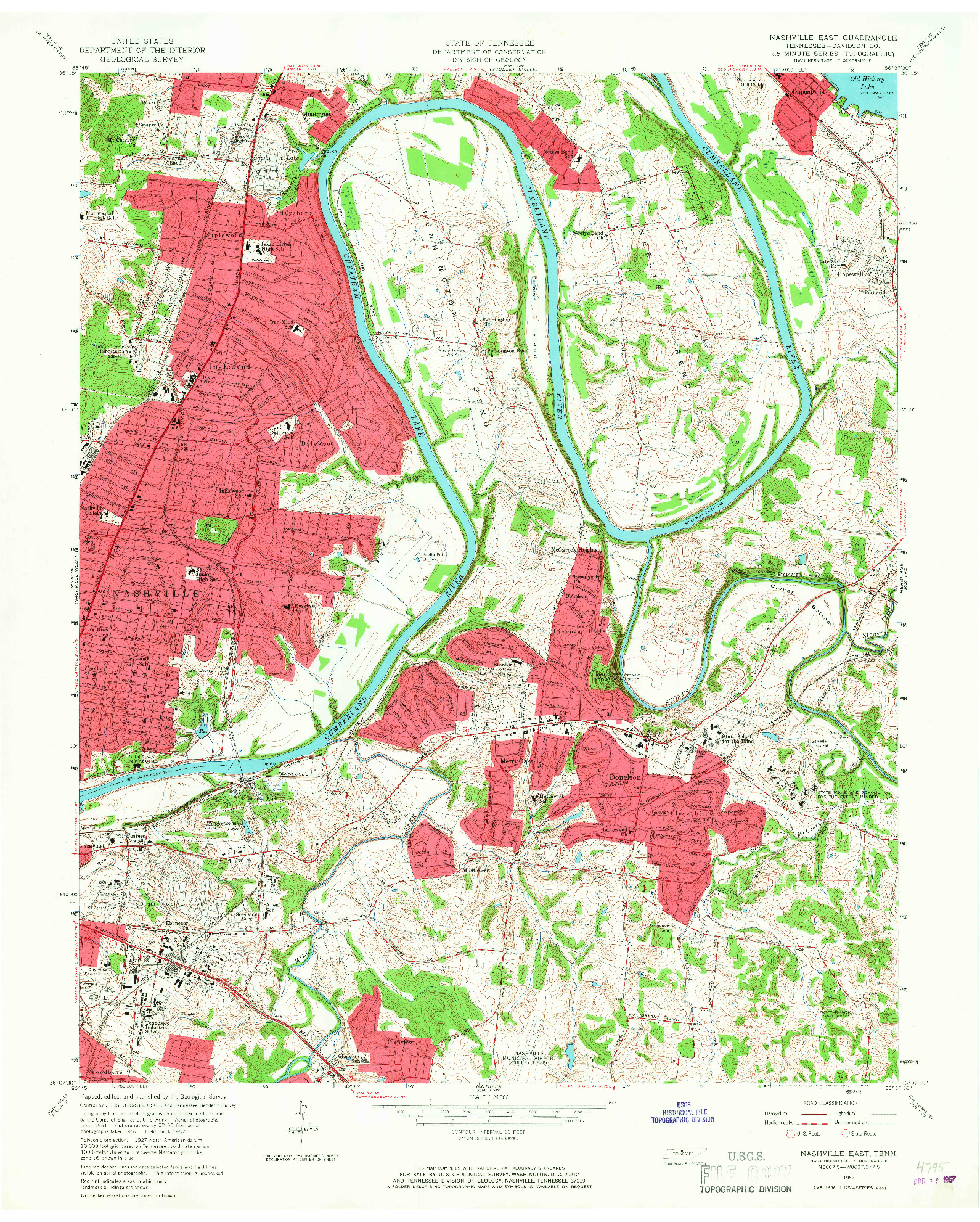 USGS 1:24000-SCALE QUADRANGLE FOR NASHVILLE EAST, TN 1957