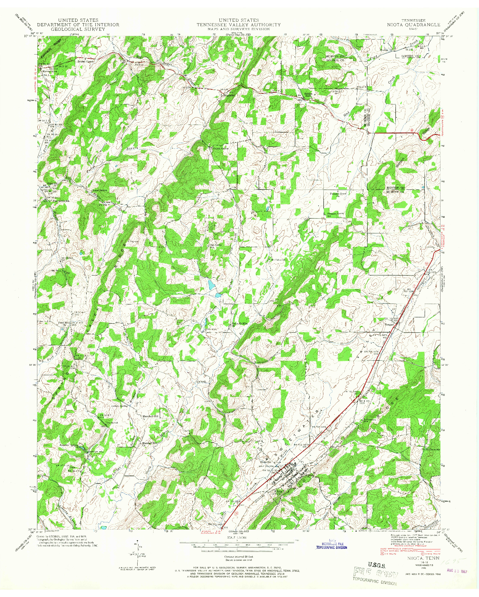 USGS 1:24000-SCALE QUADRANGLE FOR NIOTA, TN 1941