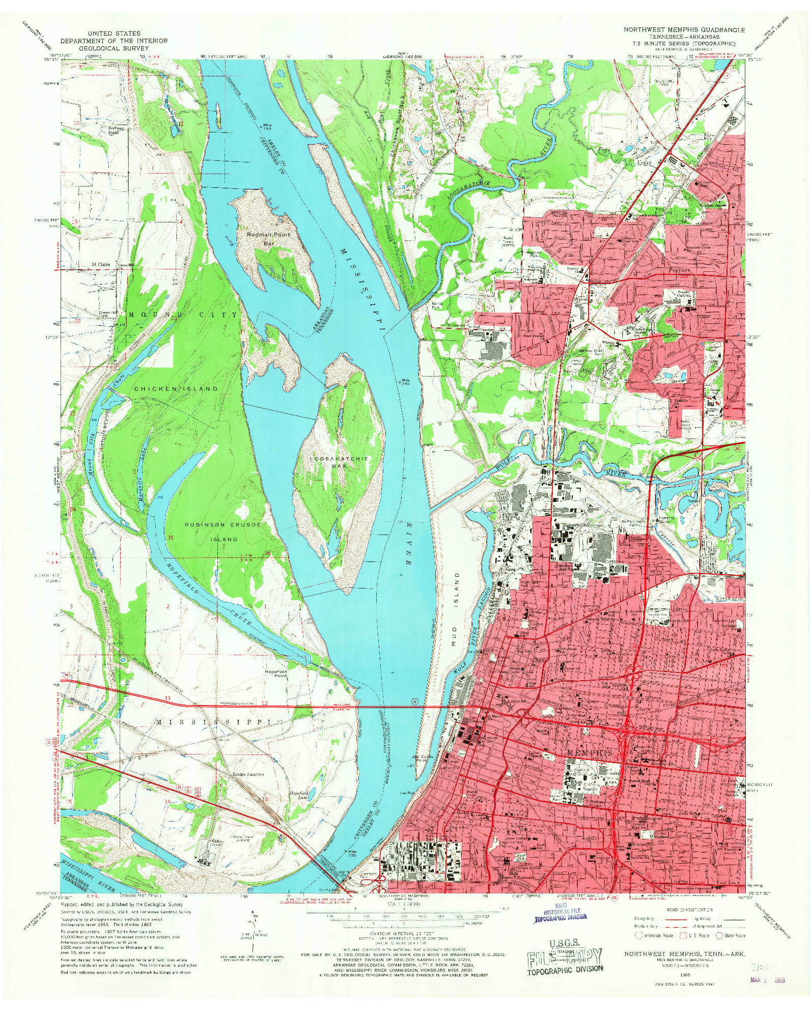 USGS 1:24000-SCALE QUADRANGLE FOR NORTHWEST MEMPHIS, TN 1965