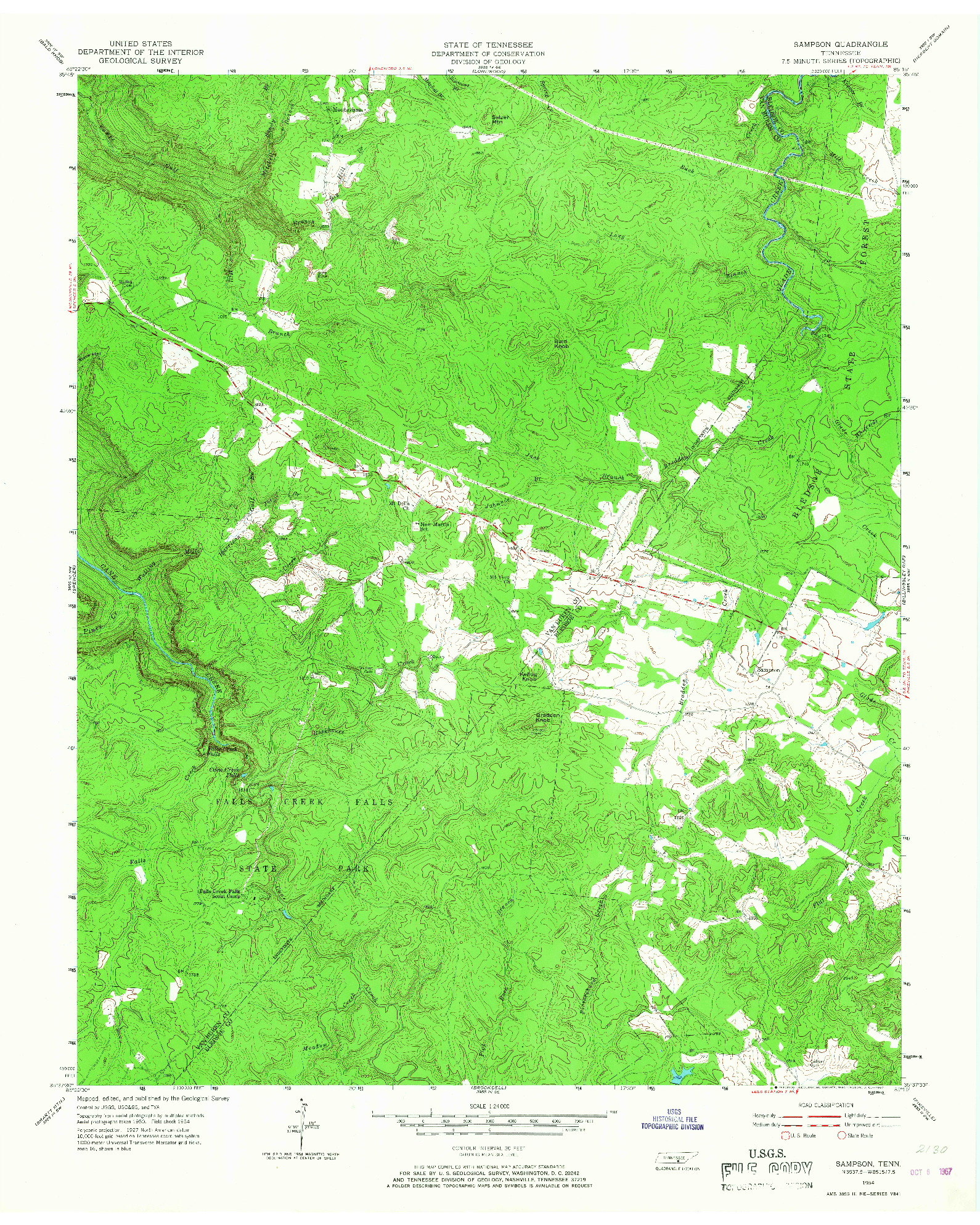 USGS 1:24000-SCALE QUADRANGLE FOR SAMPSON, TN 1954