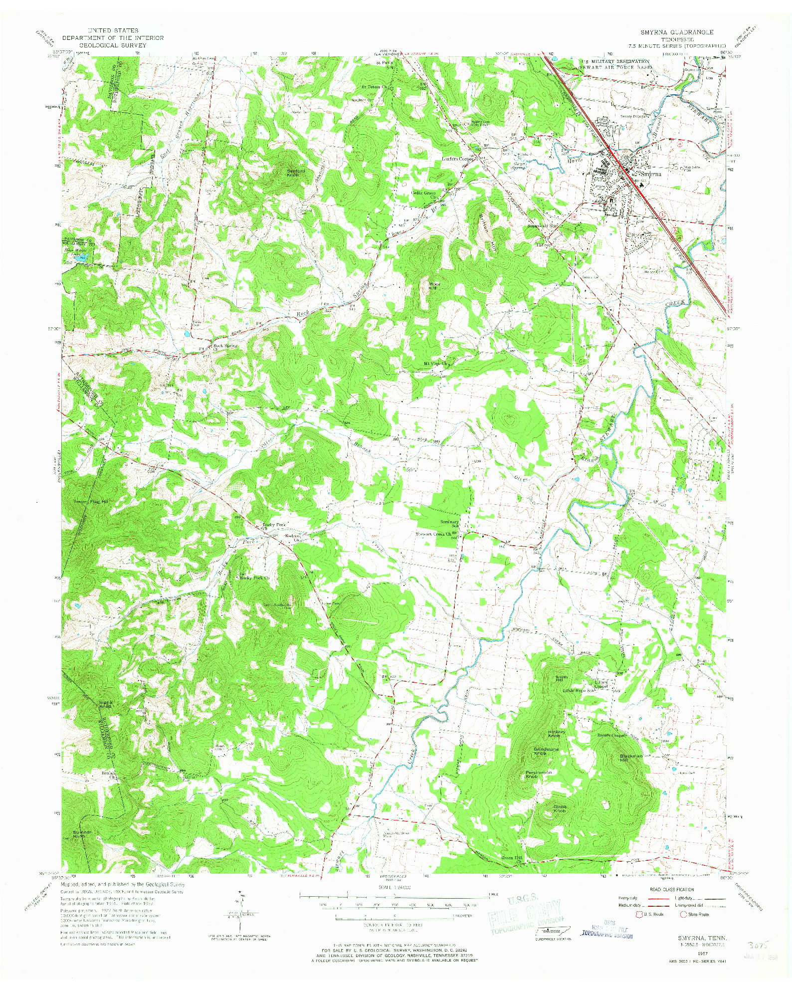 USGS 1:24000-SCALE QUADRANGLE FOR SMYRNA, TN 1957