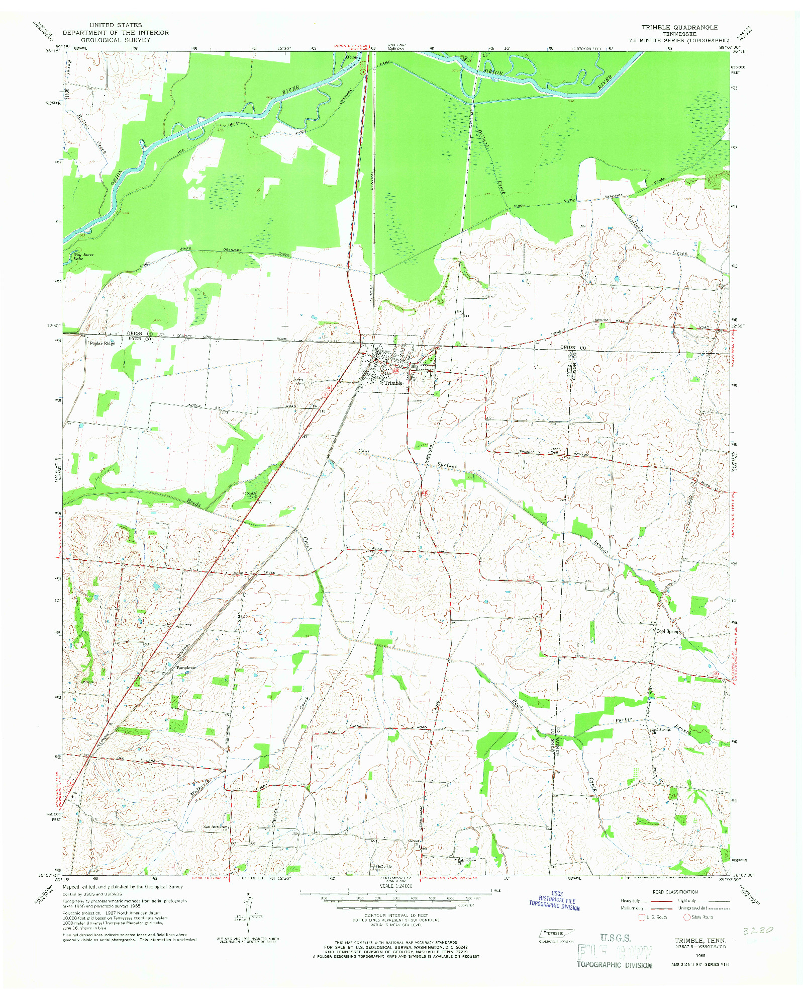 USGS 1:24000-SCALE QUADRANGLE FOR TRIMBLE, TN 1965