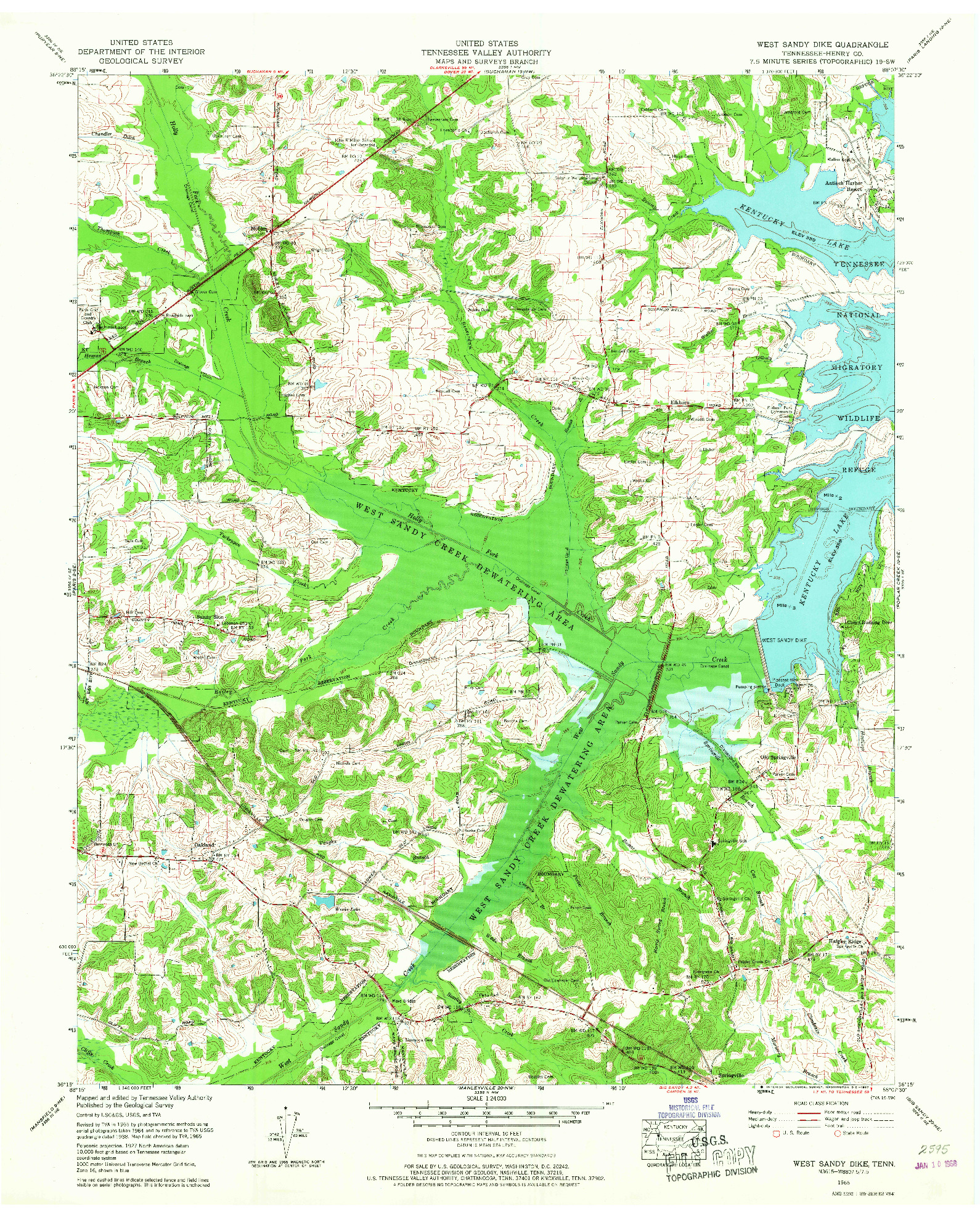 USGS 1:24000-SCALE QUADRANGLE FOR WEST SANDY DIKE, TN 1965