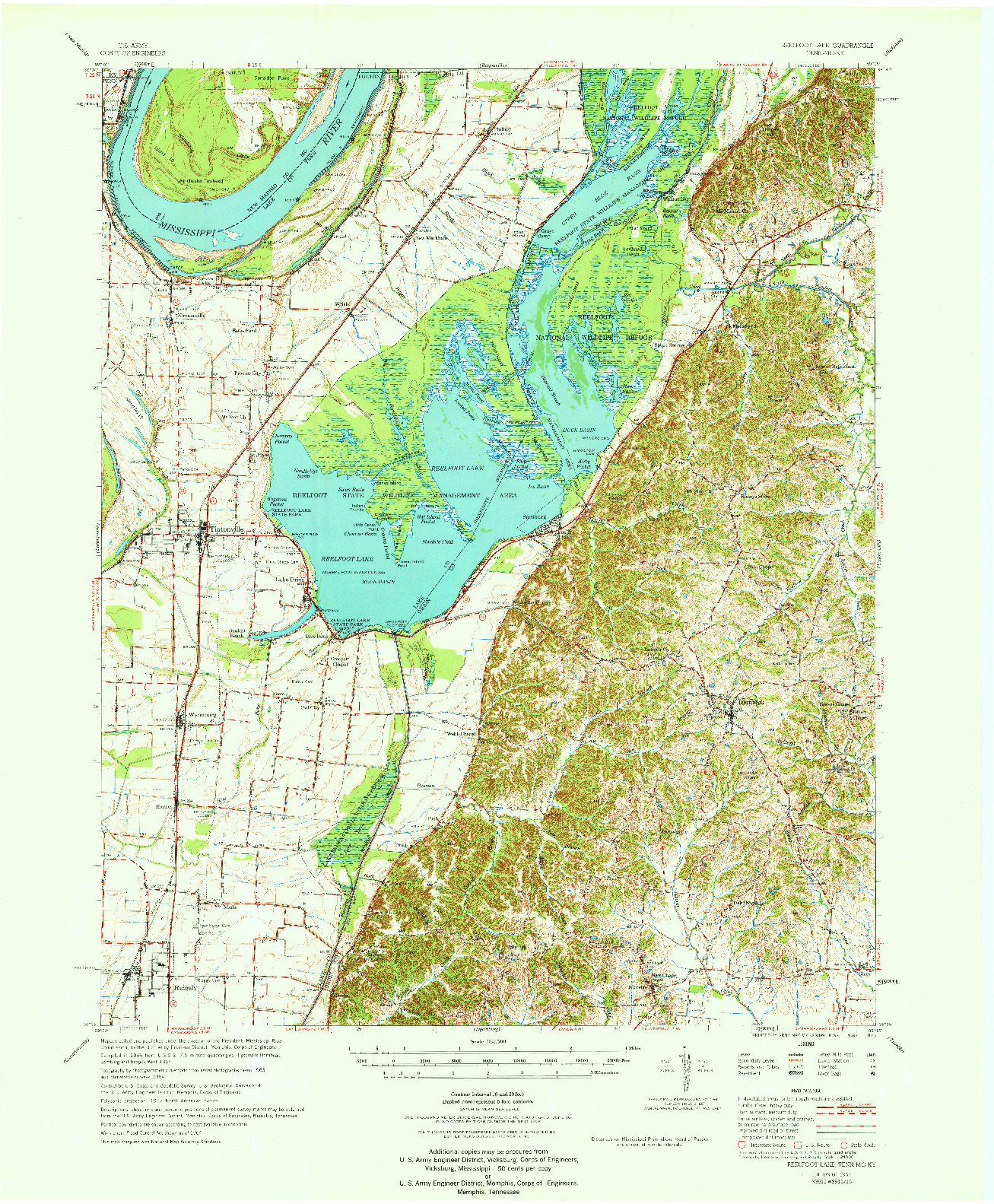 USGS 1:62500-SCALE QUADRANGLE FOR REELFOOT LAKE, TN 1967