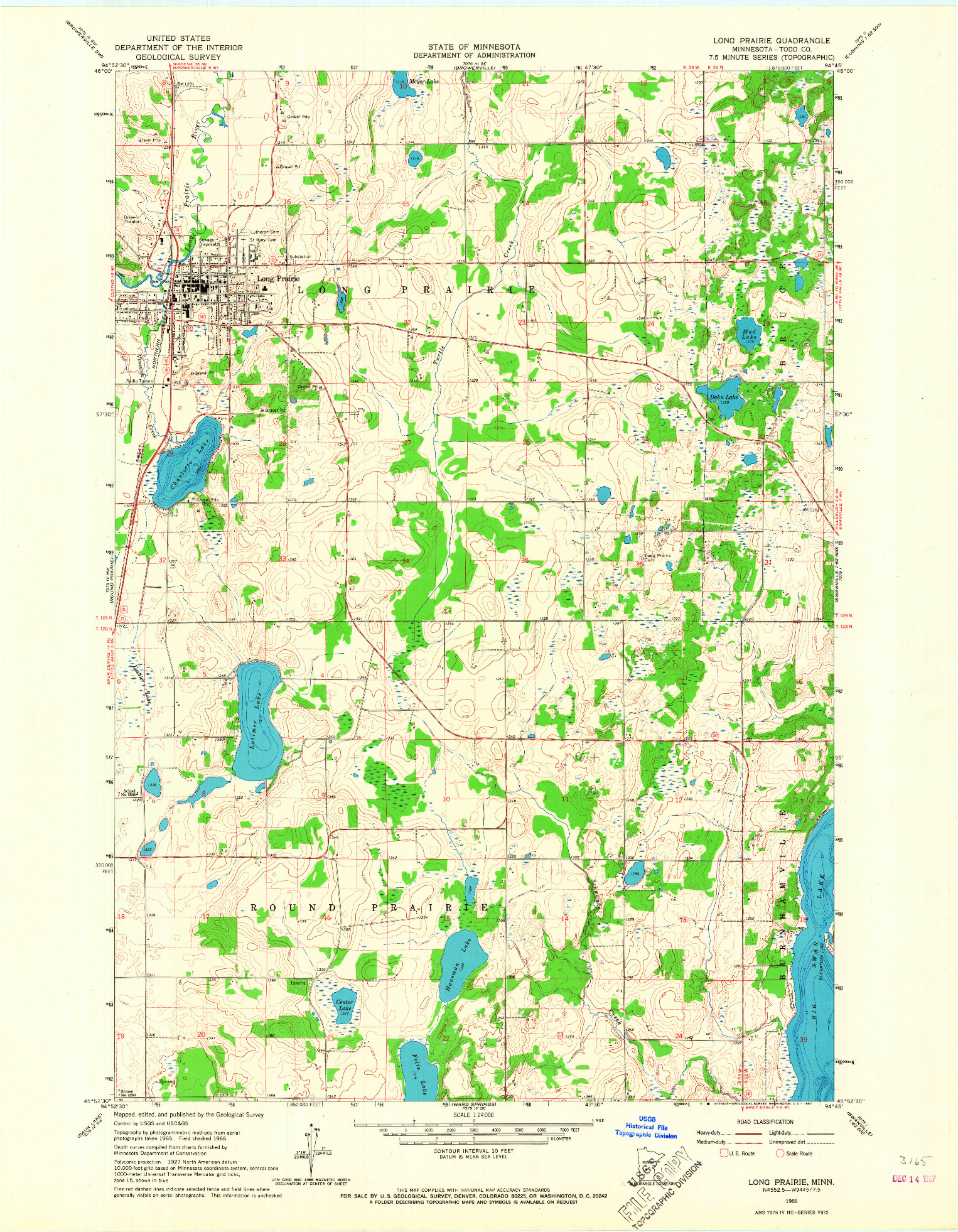 USGS 1:24000-SCALE QUADRANGLE FOR LONG PRAIRIE, MN 1966