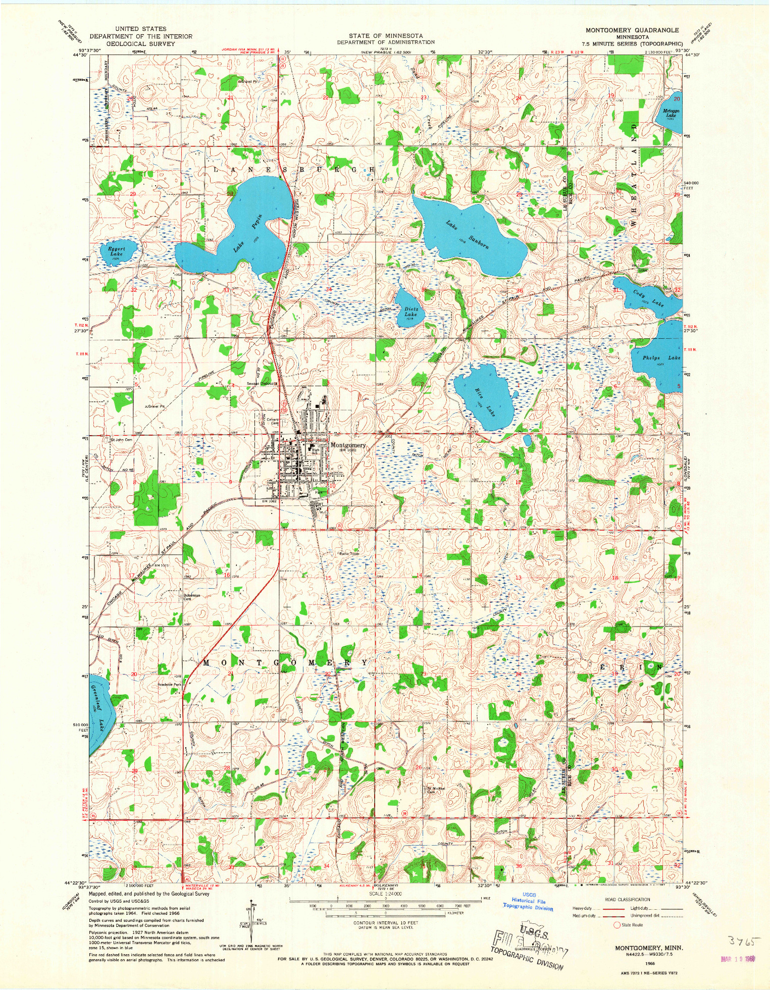 USGS 1:24000-SCALE QUADRANGLE FOR MONTGOMERY, MN 1966
