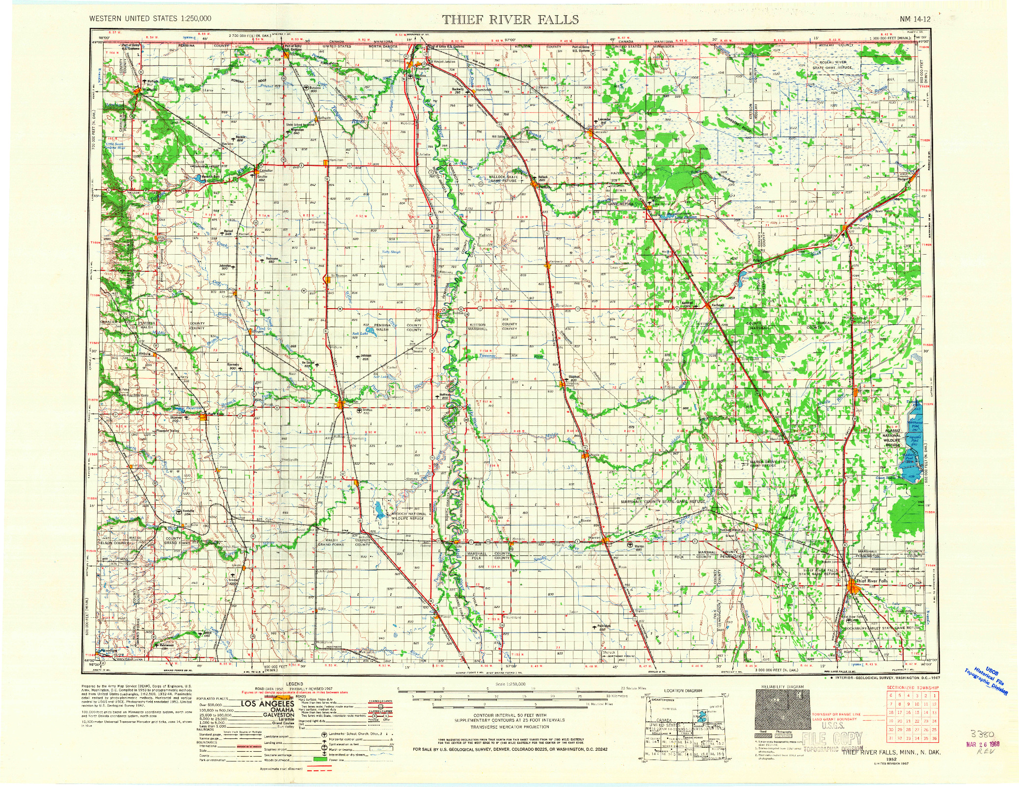 USGS 1:250000-SCALE QUADRANGLE FOR THIEF RIVER FALLS, MN 1952